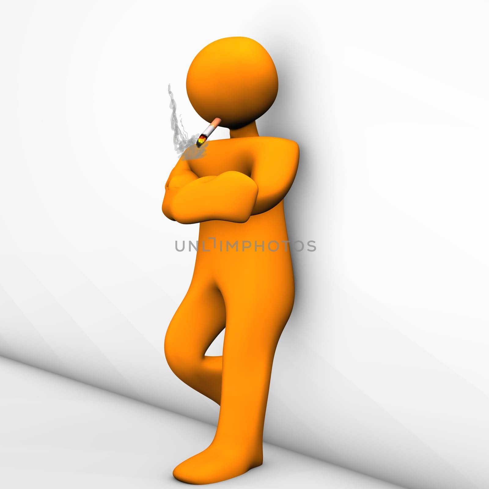 Orange cartoon character make a smoke brake.