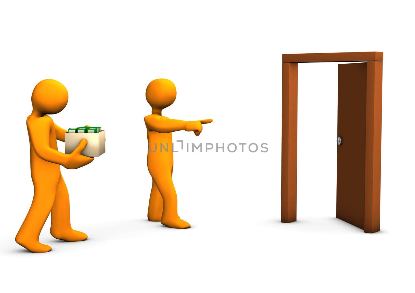 One orange cartoon was dismissed without notice. White background.