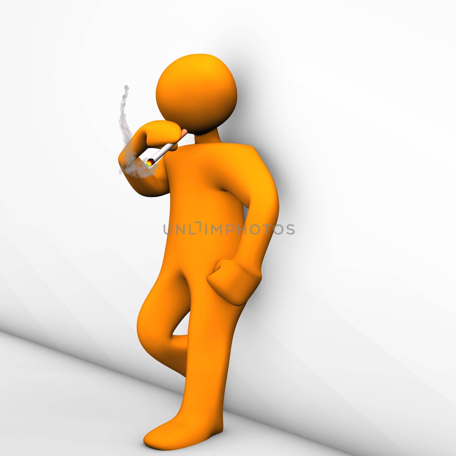 Orange cartoon character make a smoke brake.