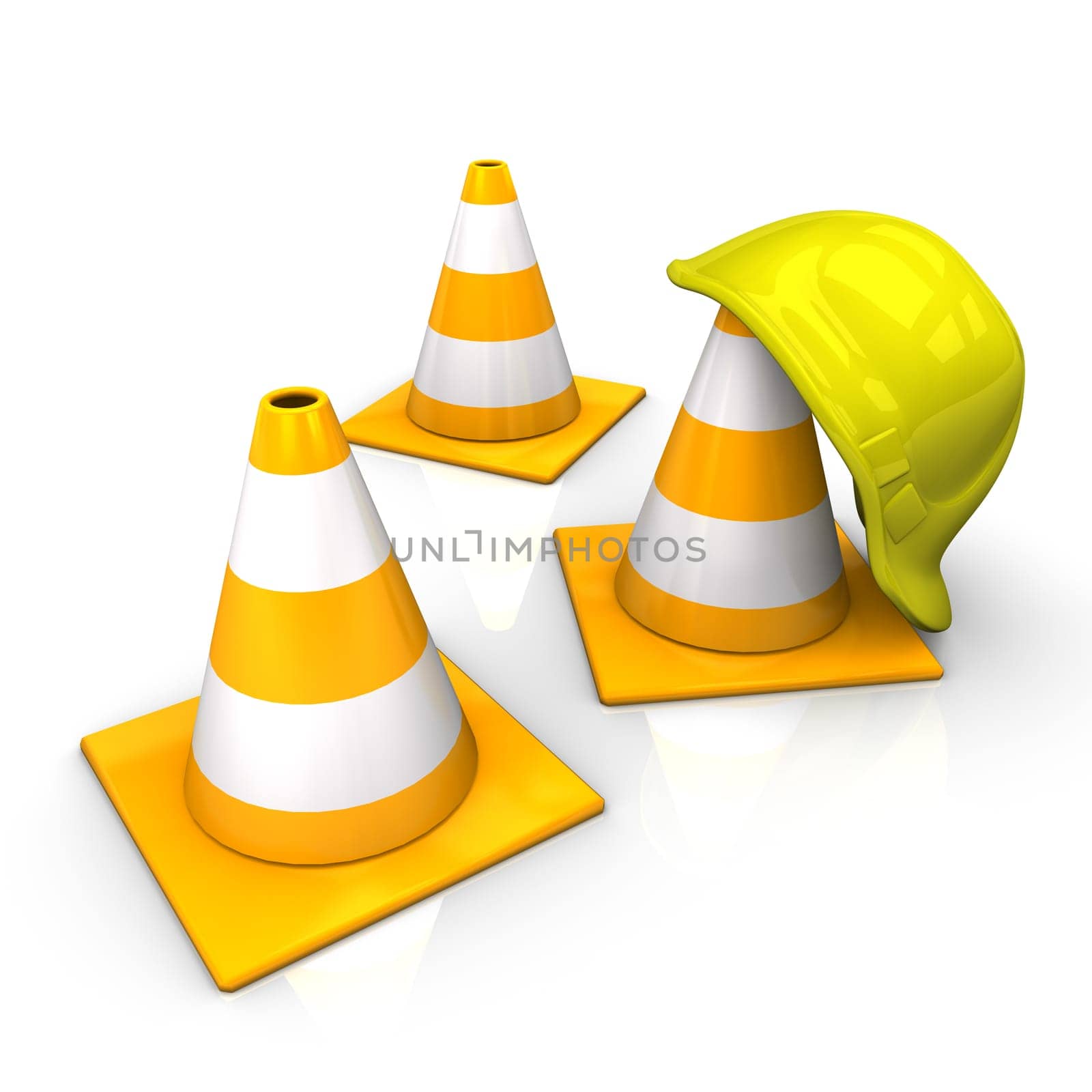 Under construction icon with yellow helmet. White background.