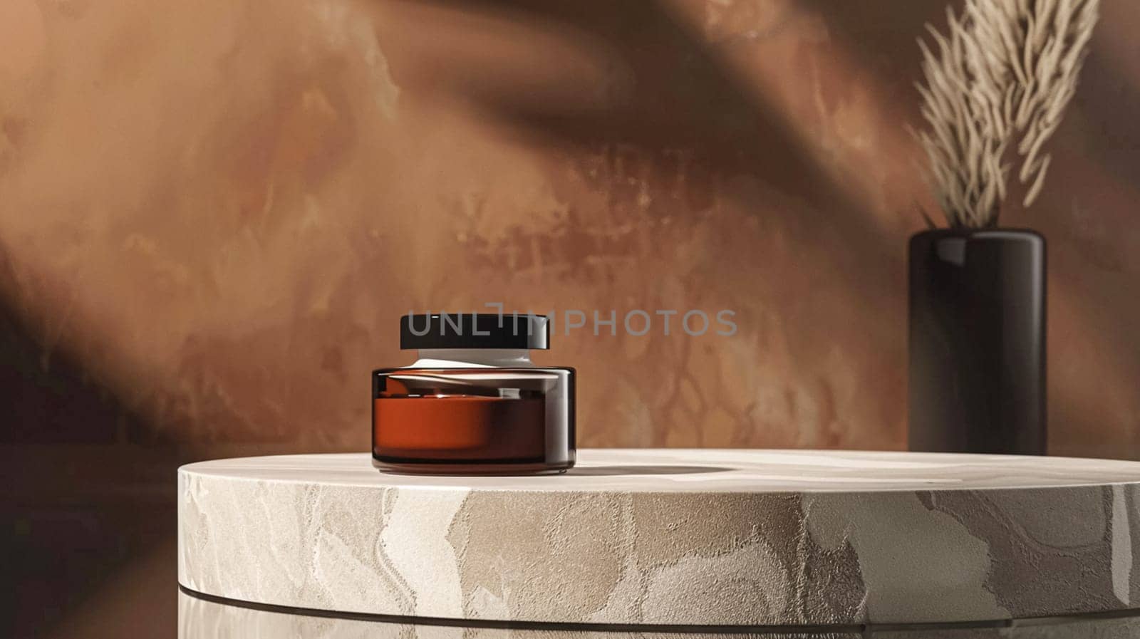 Cosmetic cream in a glass jar. Skin care concept. Background for beauty products