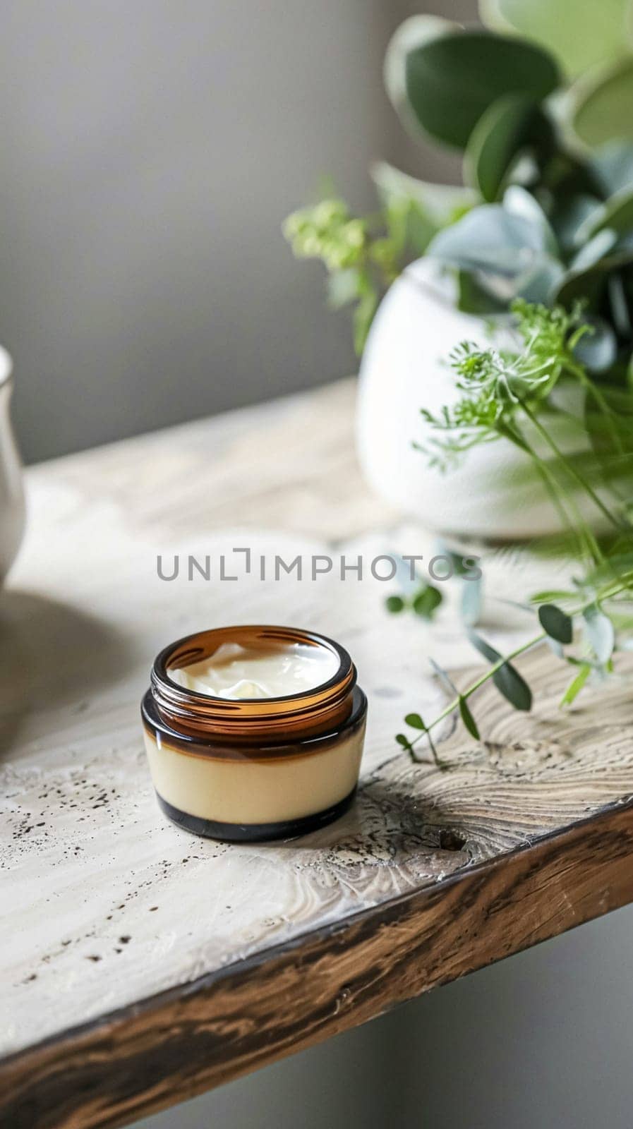 Cosmetic cream in a glass jar. Skin care concept. Background for beauty products