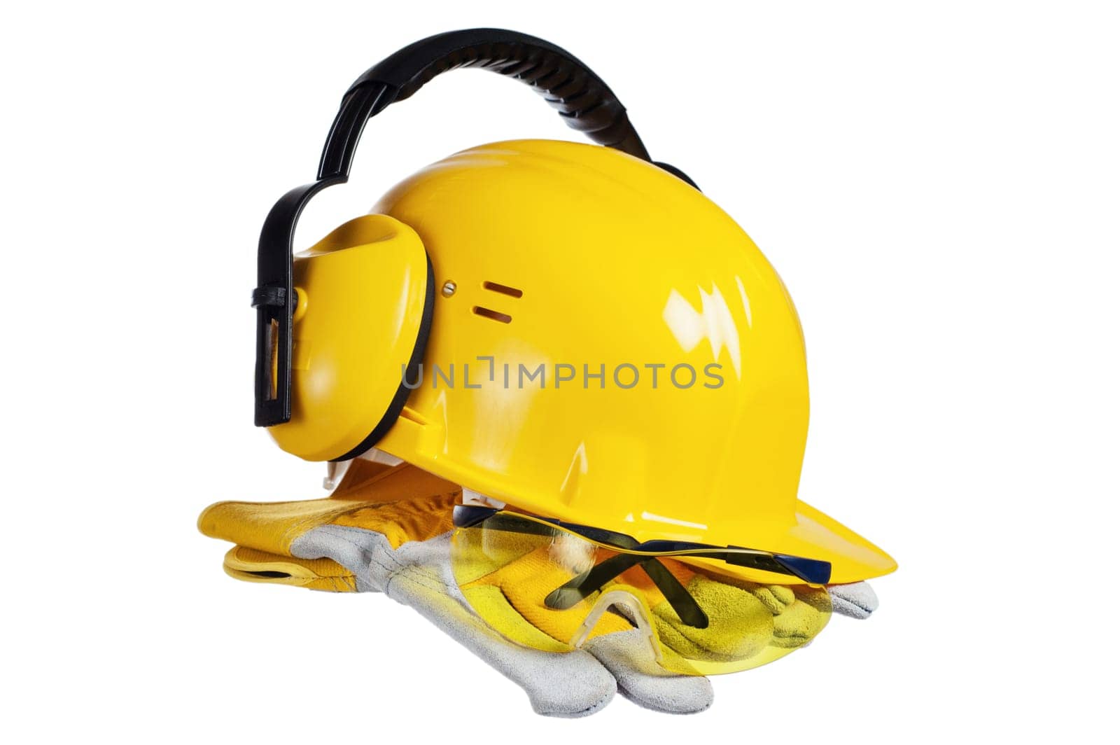 Standard construction safety equipment, it is isolated on white