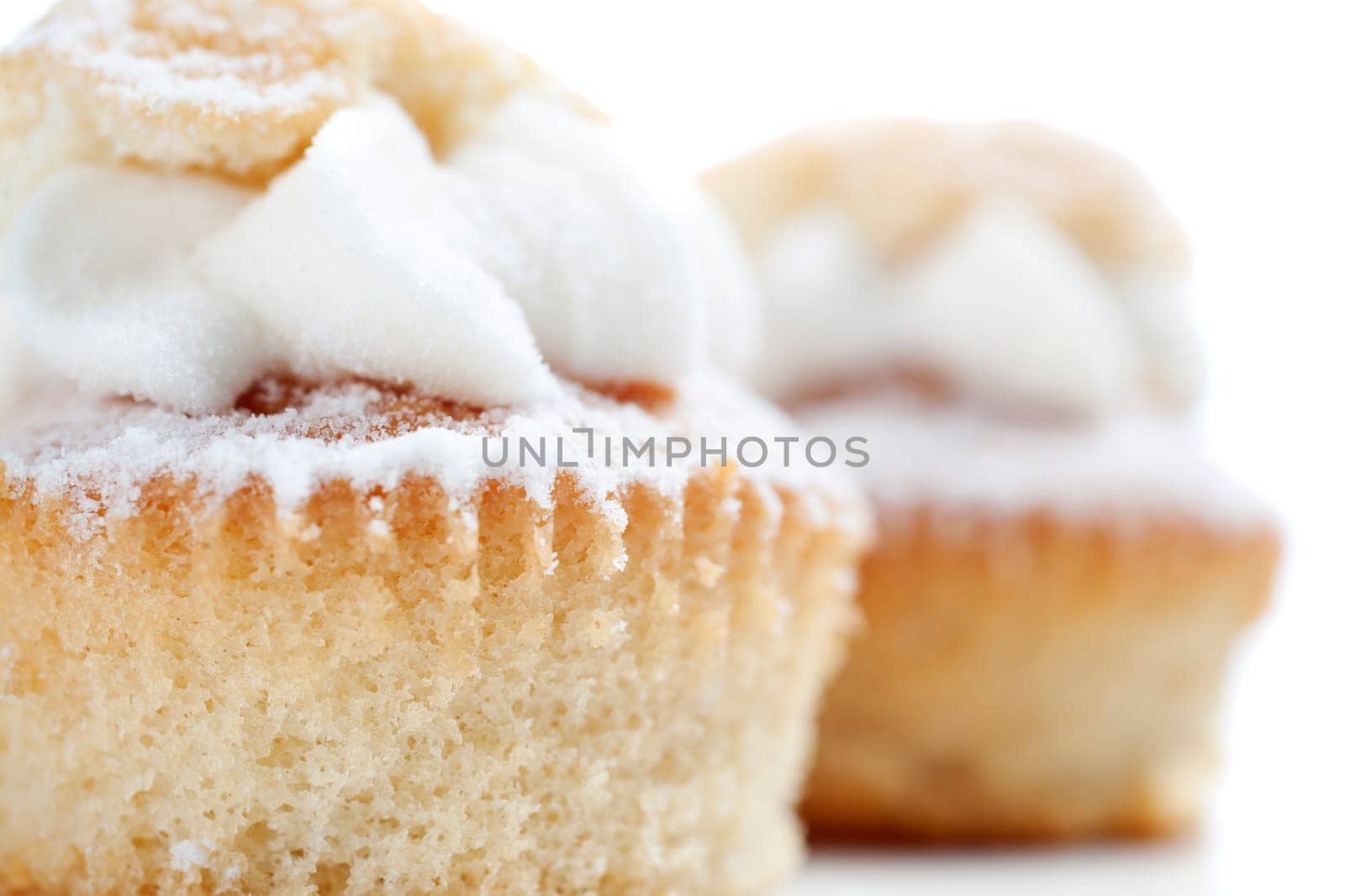 Freshly baked cup cakes with cream filling