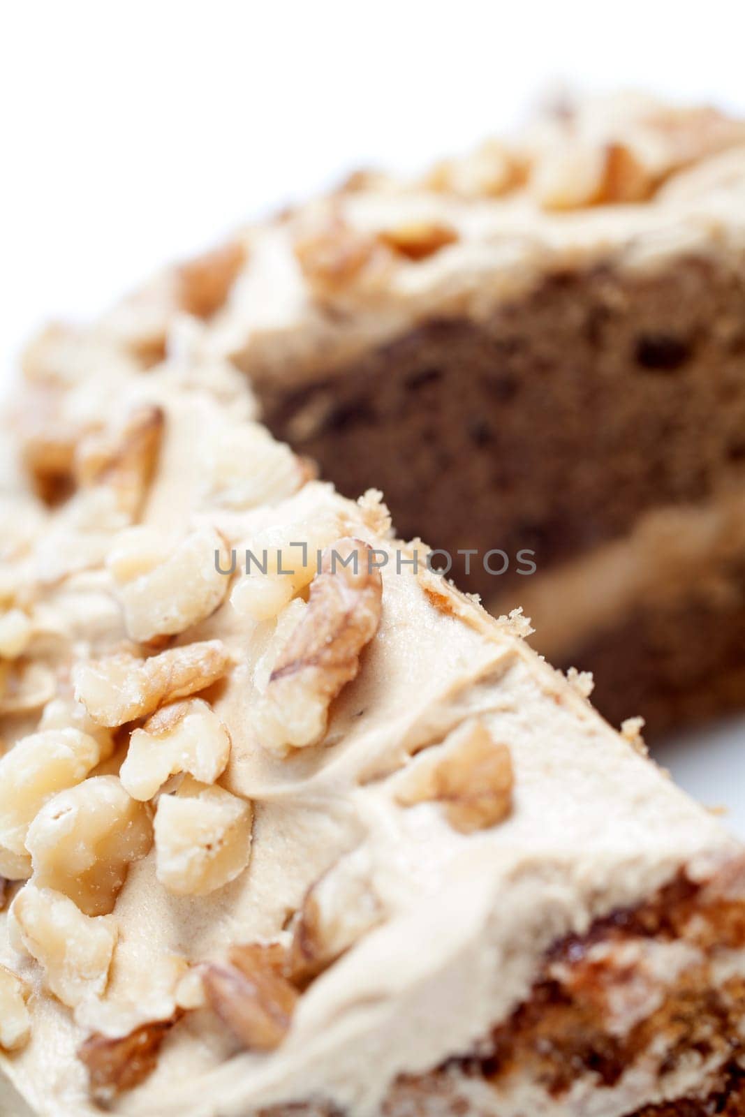 Sliced coffee cake ready for serving