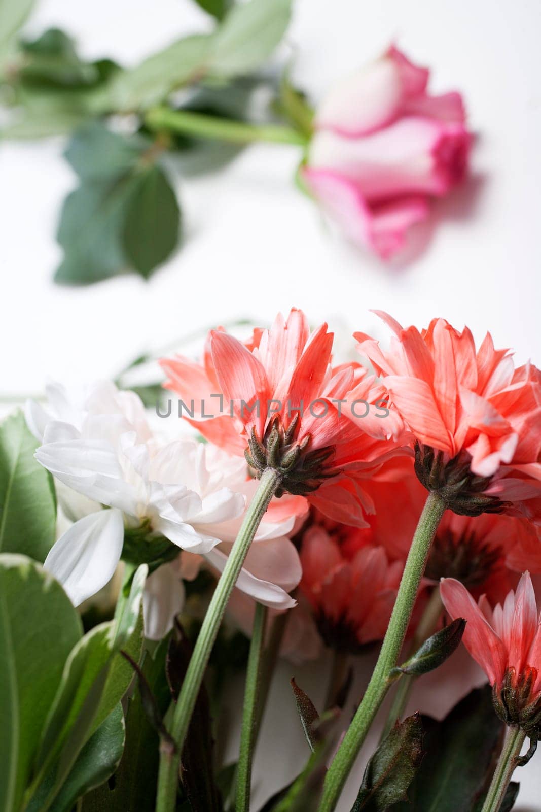 Flower cuttings being prepared to be arranged to make a bouquet.