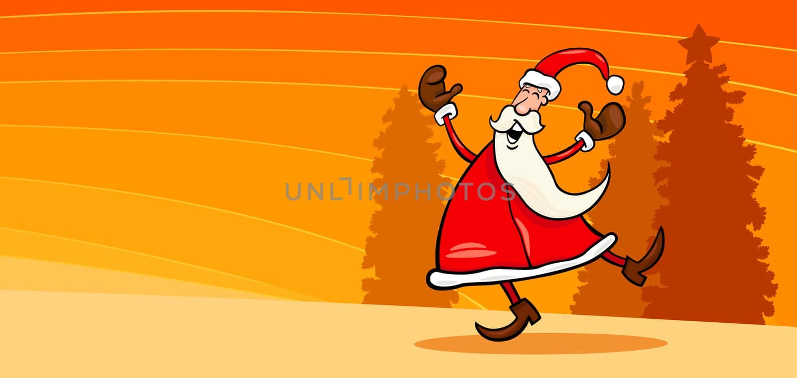 Greeting Card Cartoon Illustration of Happy Santa Claus or Papa Noel