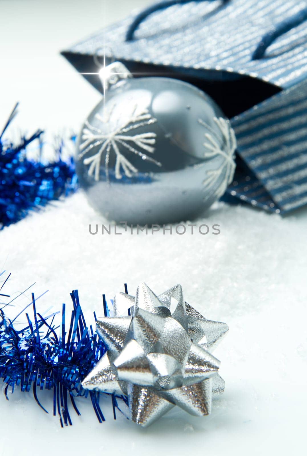 blue and silver christmas decorations