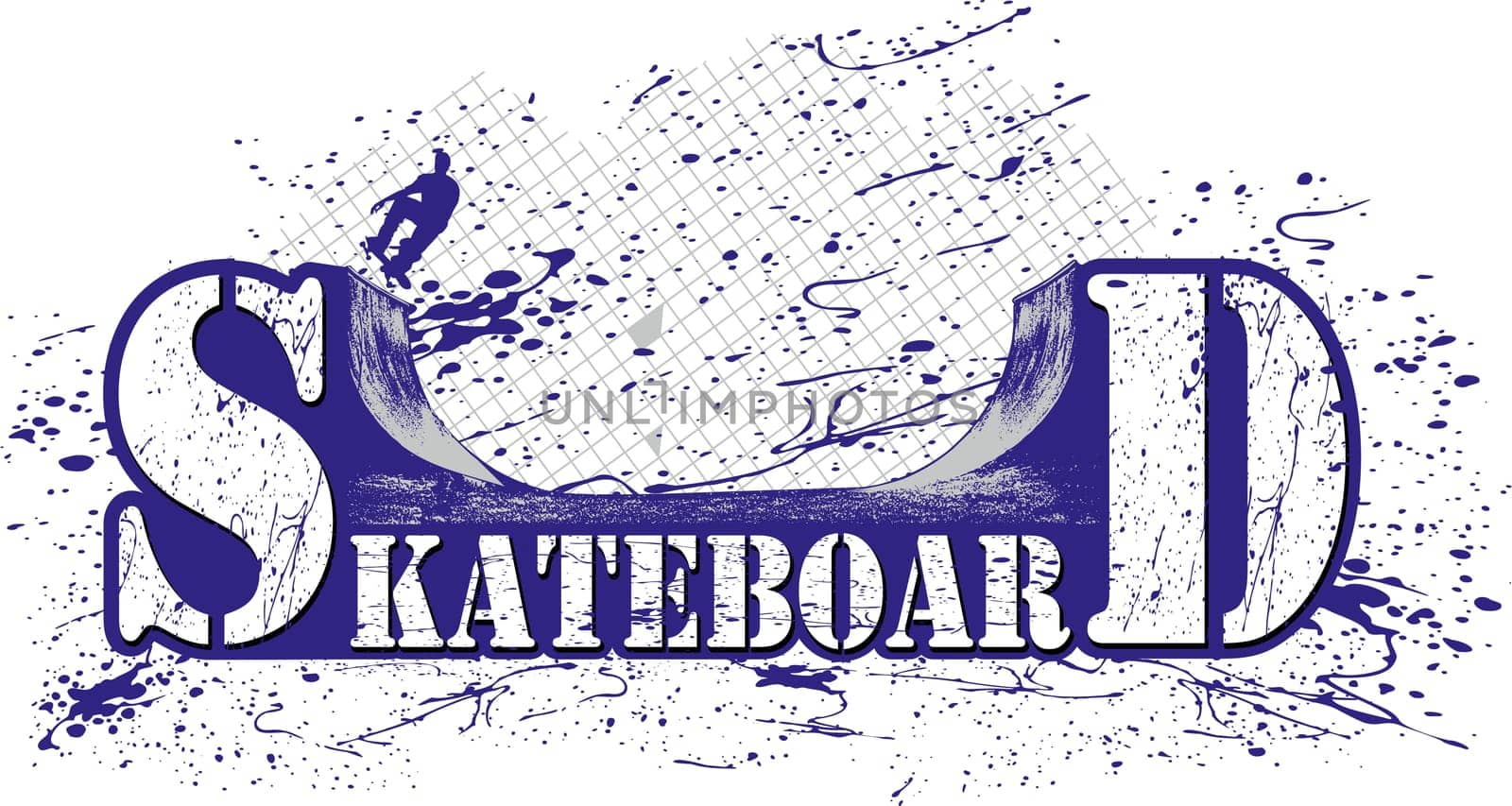 marked with a skateboard ramp, and a colorful splash Skateboarder.