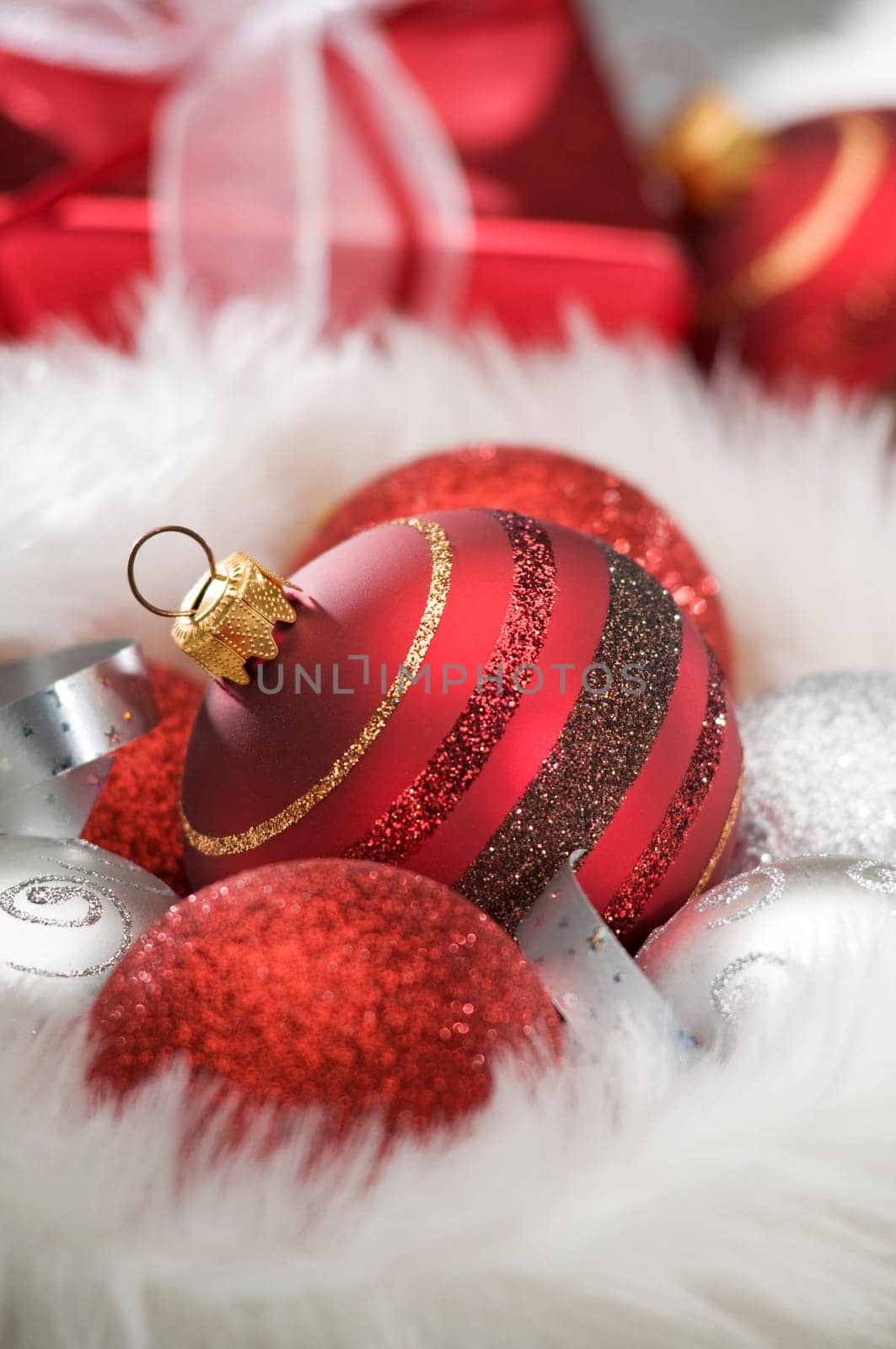 christmas balls with shallow focus close up shoot