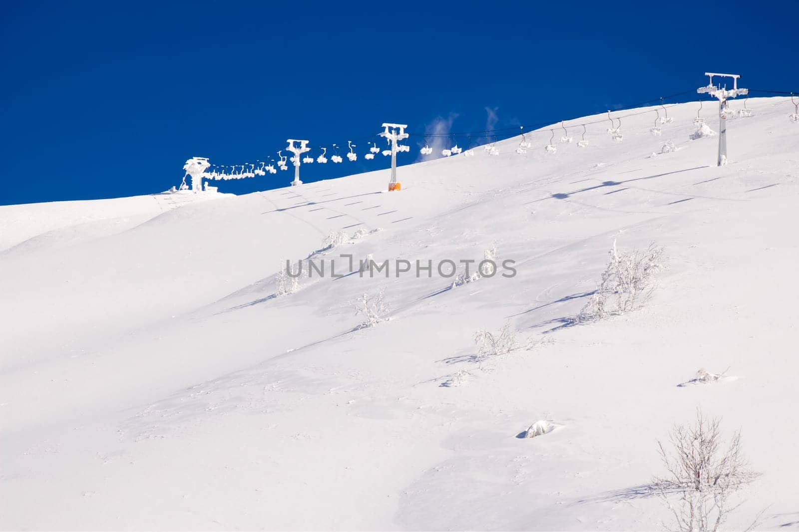 beautiful winter ski scene in slovenia ski resort