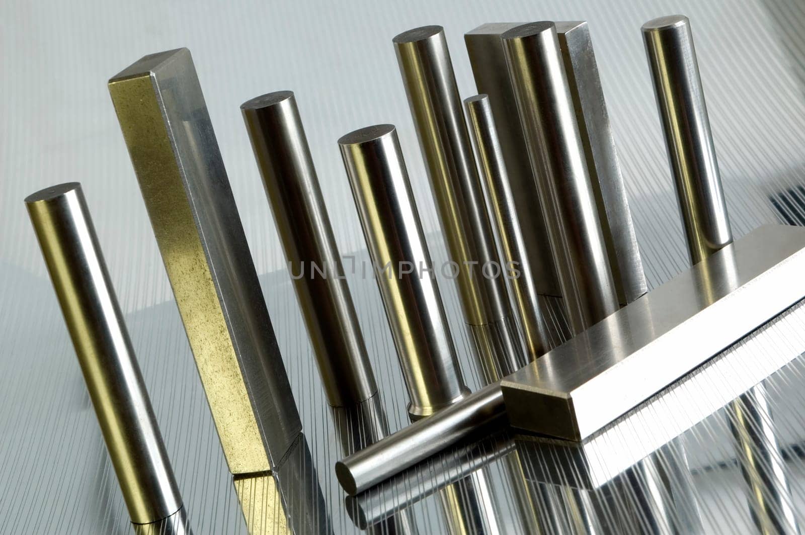 metal objects on metalic background close up