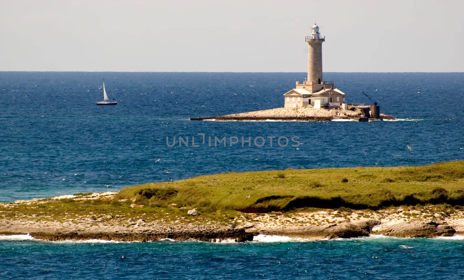 Lighthouse in north croatia on a sunny day