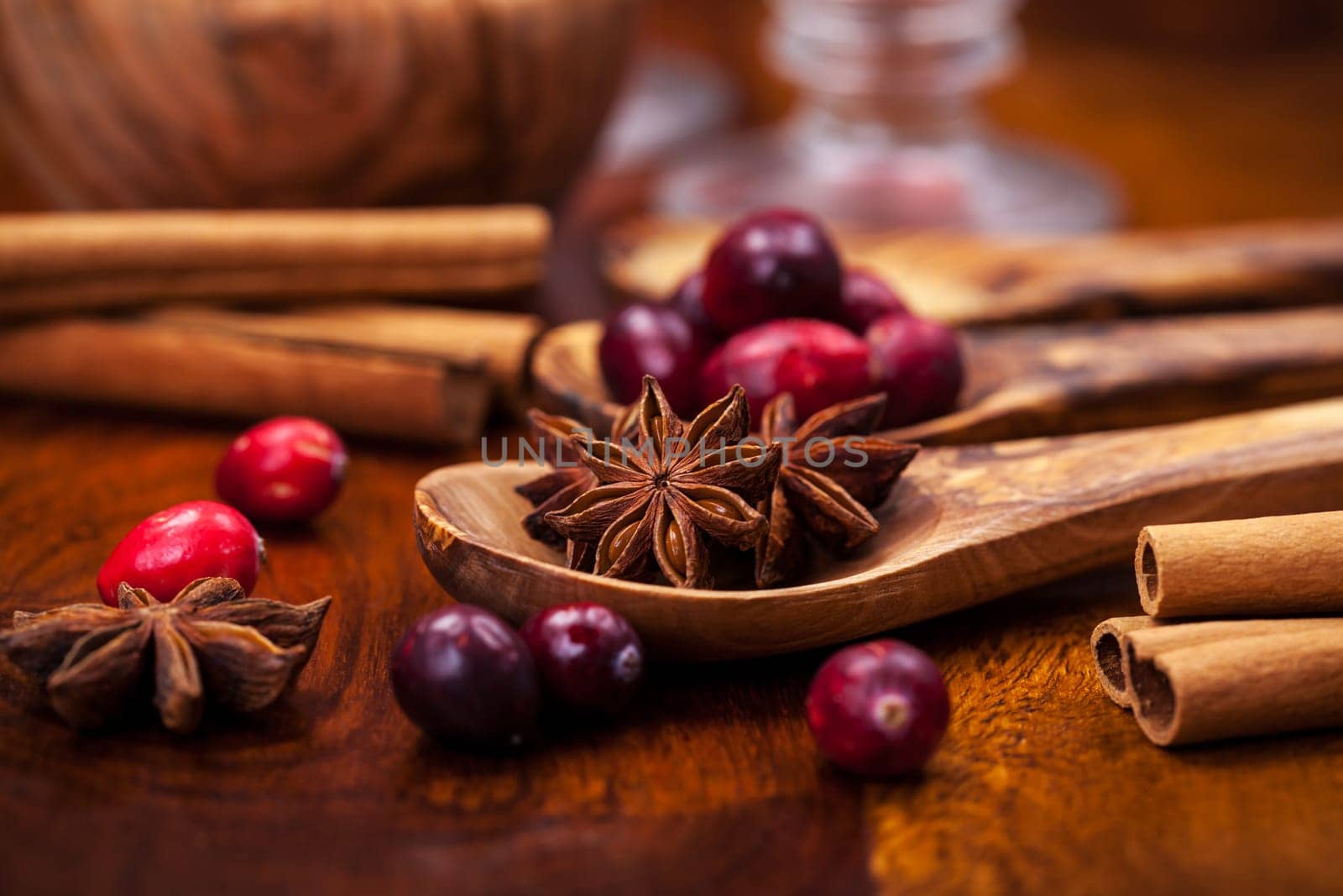 Ingredients for cooking cranberry hot mulled wine