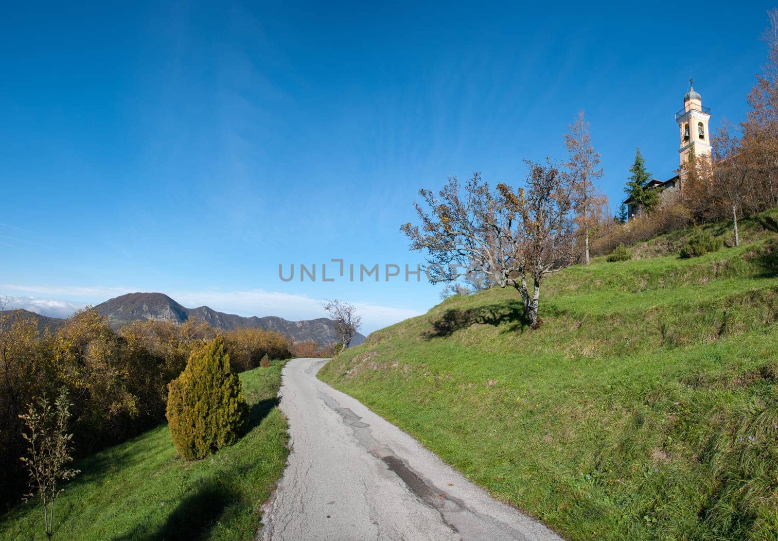 overview of a road in autumn campaigns of Liguria