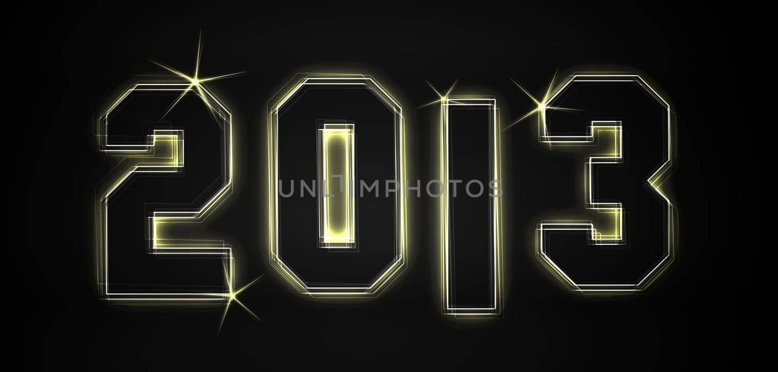 2013 as an illustration in neon light style