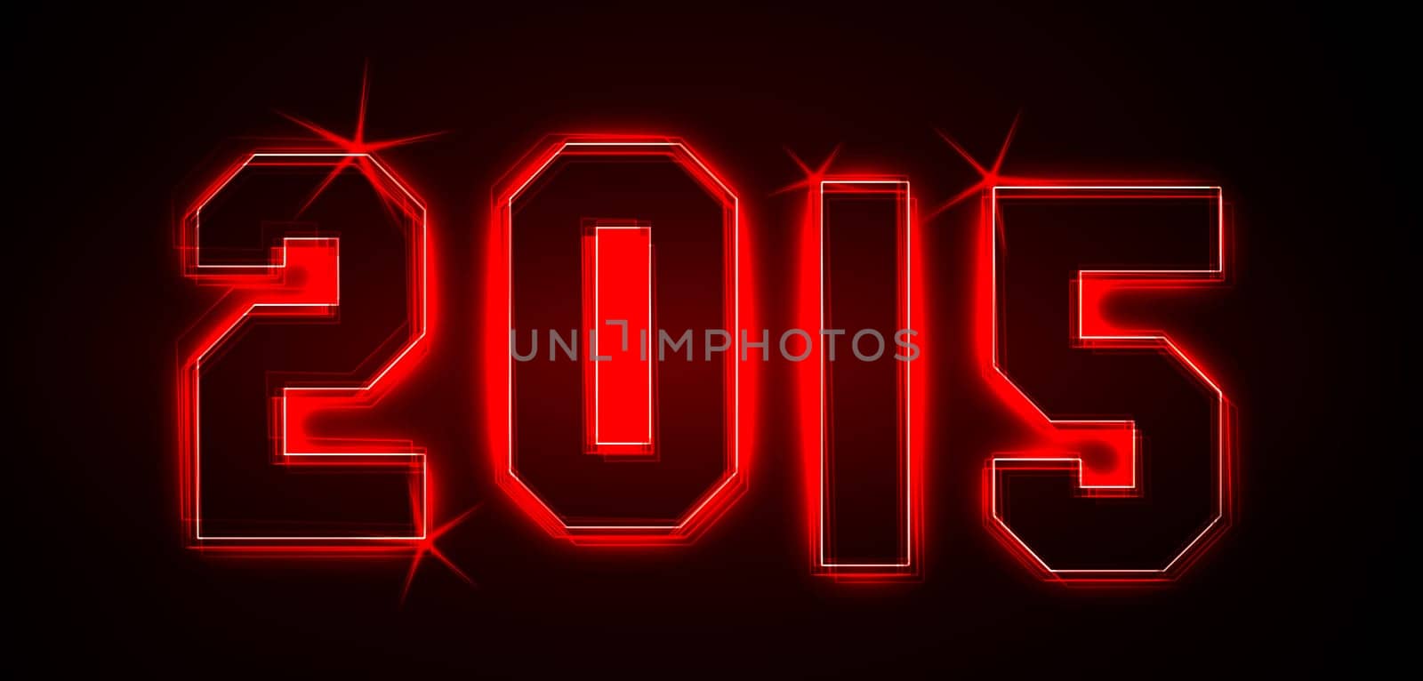 2015 as an illustration in neon light style