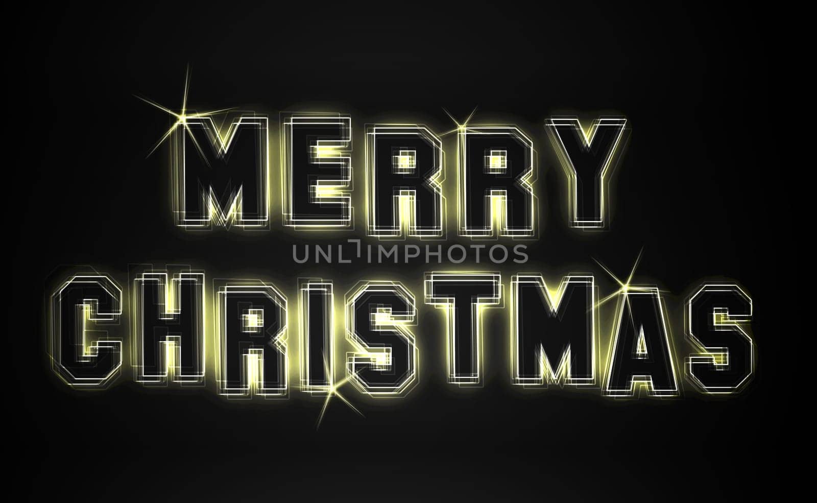Merry Christmas Party as an illustration in neon light style