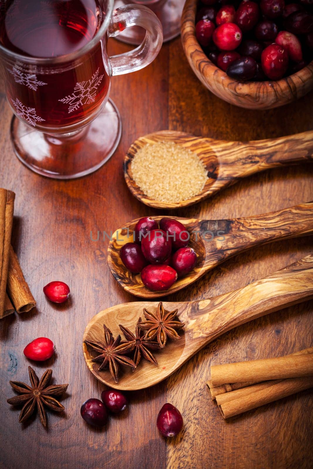 Ingredients for cooking cranberry hot mulled wine