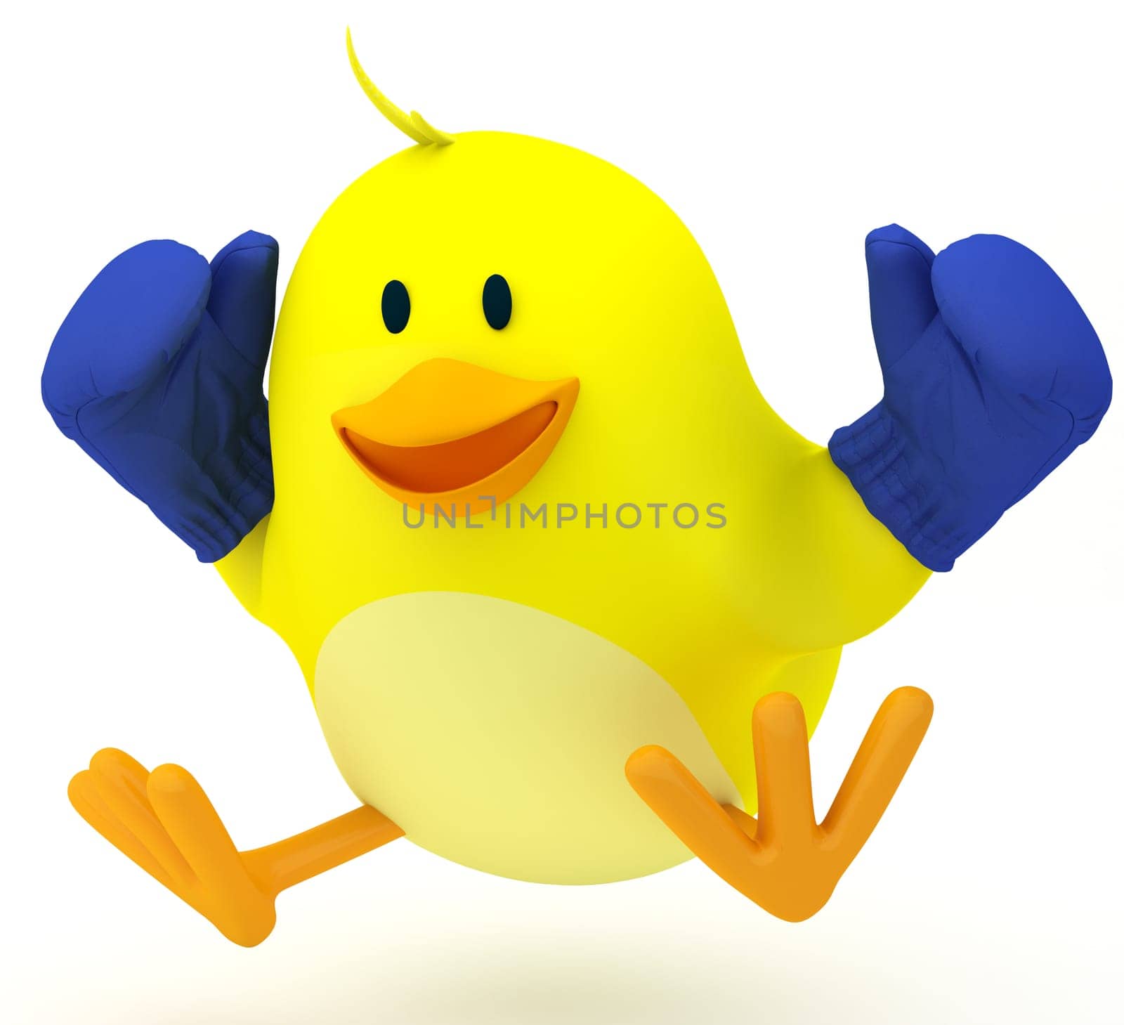 Little boxer chick on white - 3D render