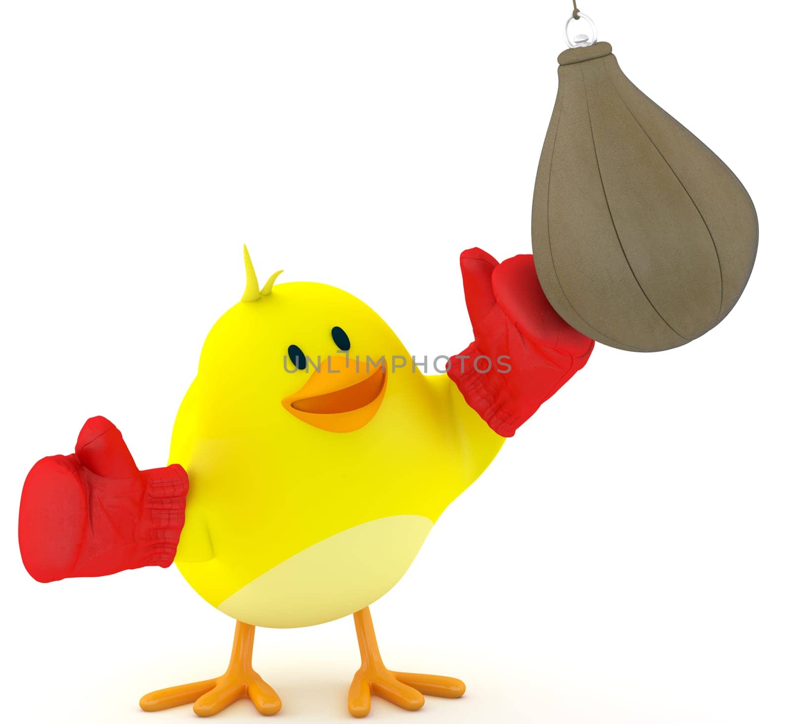 Little boxer chick on white - 3D render