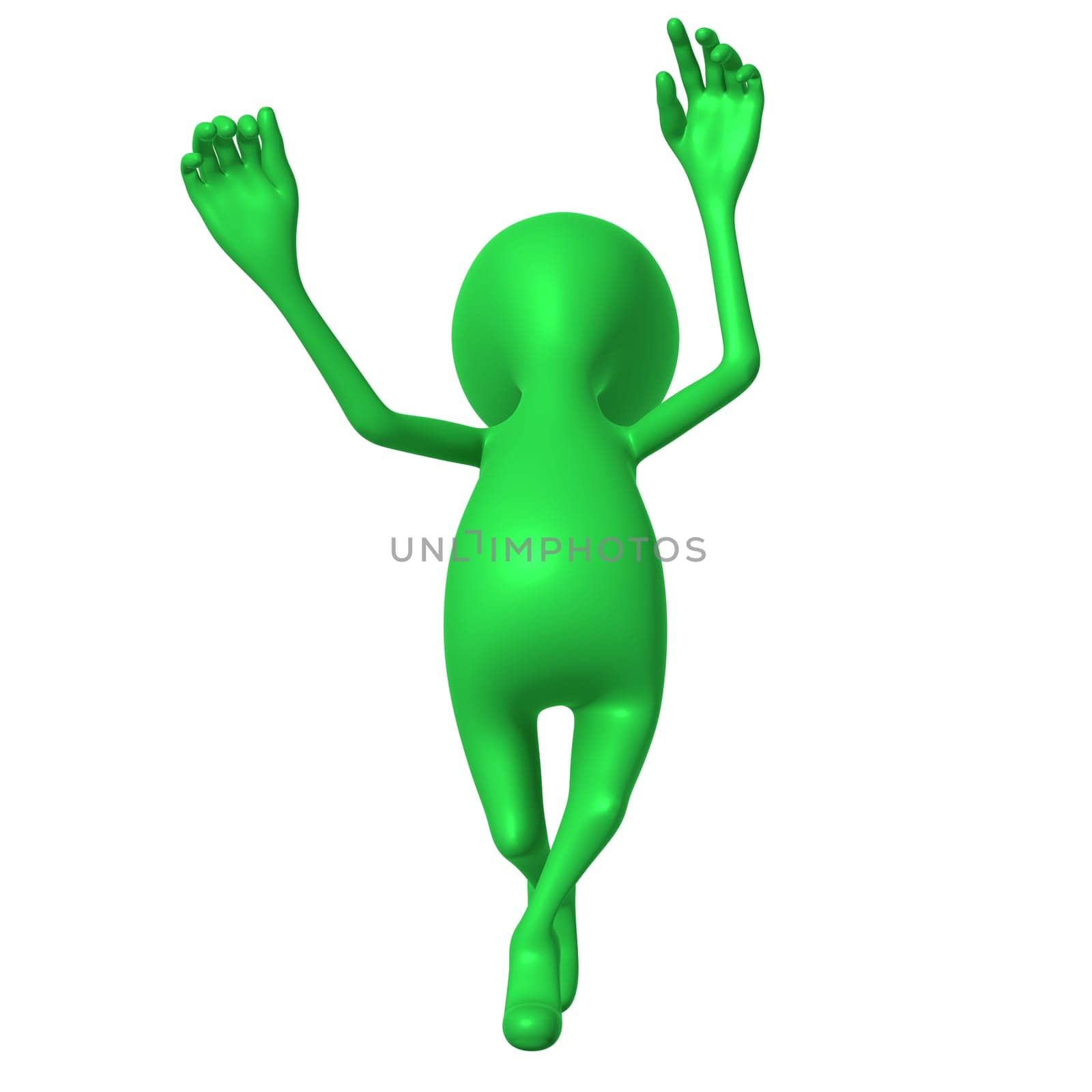 Under view green puppet play theatrically emotions lively