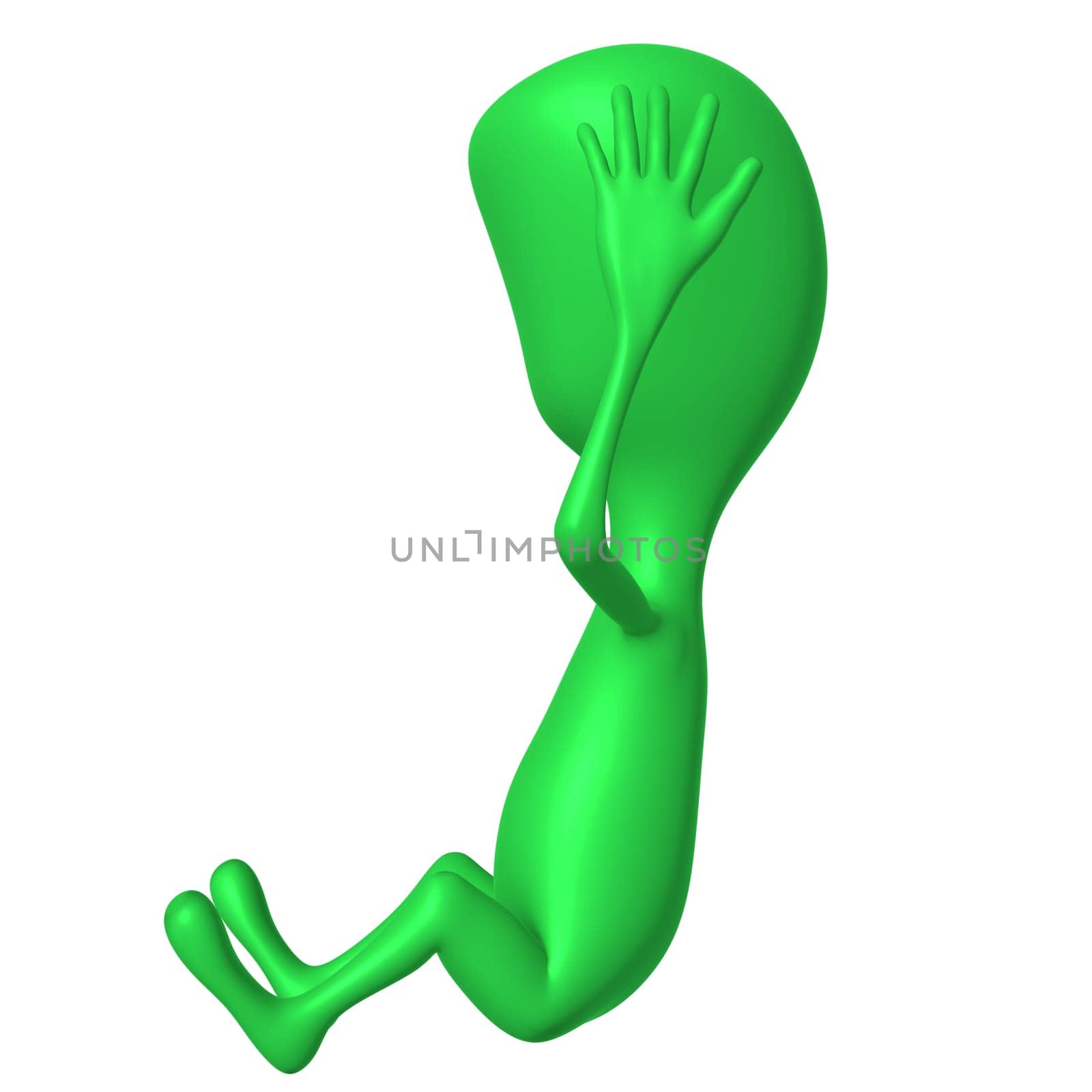 Side view puppet holding his head with hands