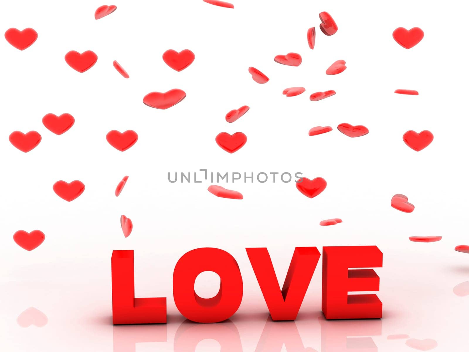 Valentine Love, 3D background with red heart