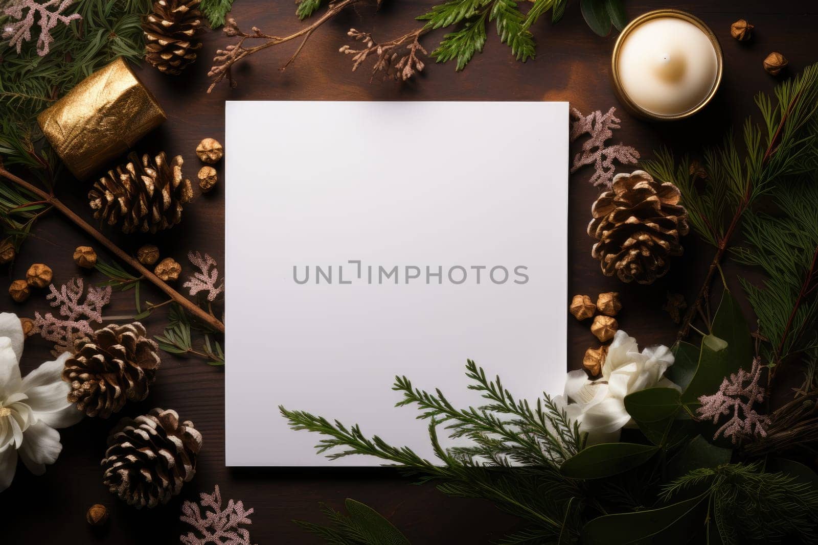 Christmas greeting card. Christmas or new year Background. Generative AI by itchaznong