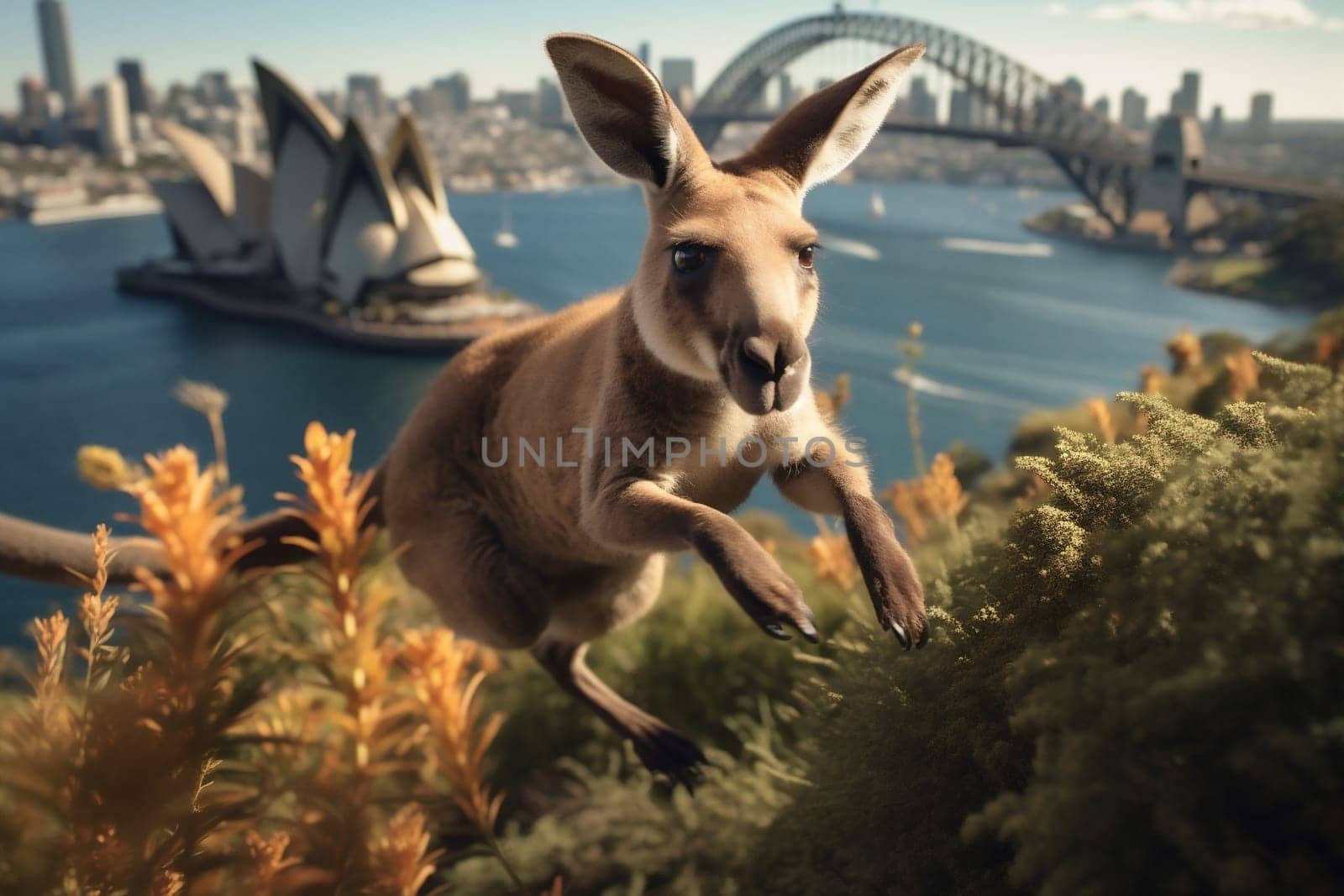 Nature travel summer kangaroo water building architecture opera cute grass famous wallaby animal brown sea wildlife outdoors landmark australia wild city sydney bridge