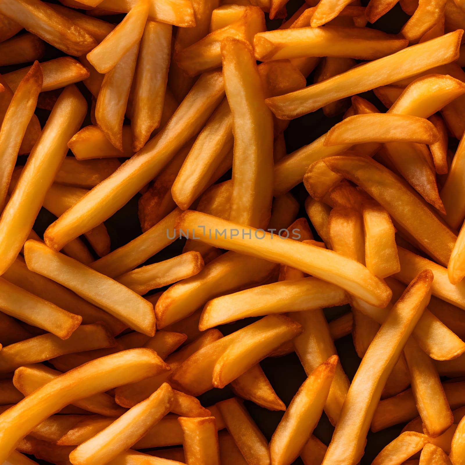 seamless texture and full-frame background of piled French fries, neural network generated image by z1b