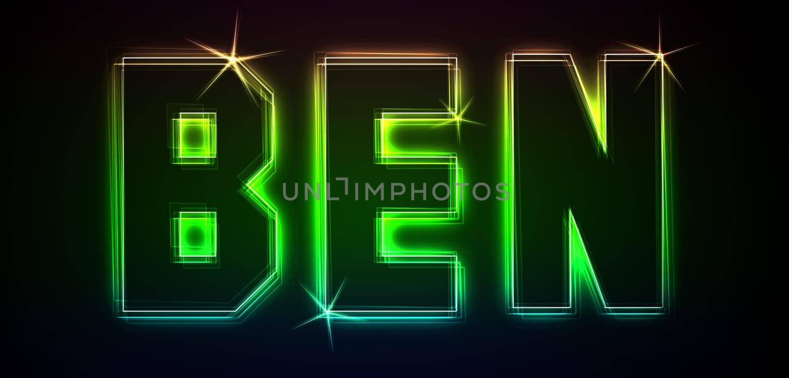 Ben as an illustration in neon light style