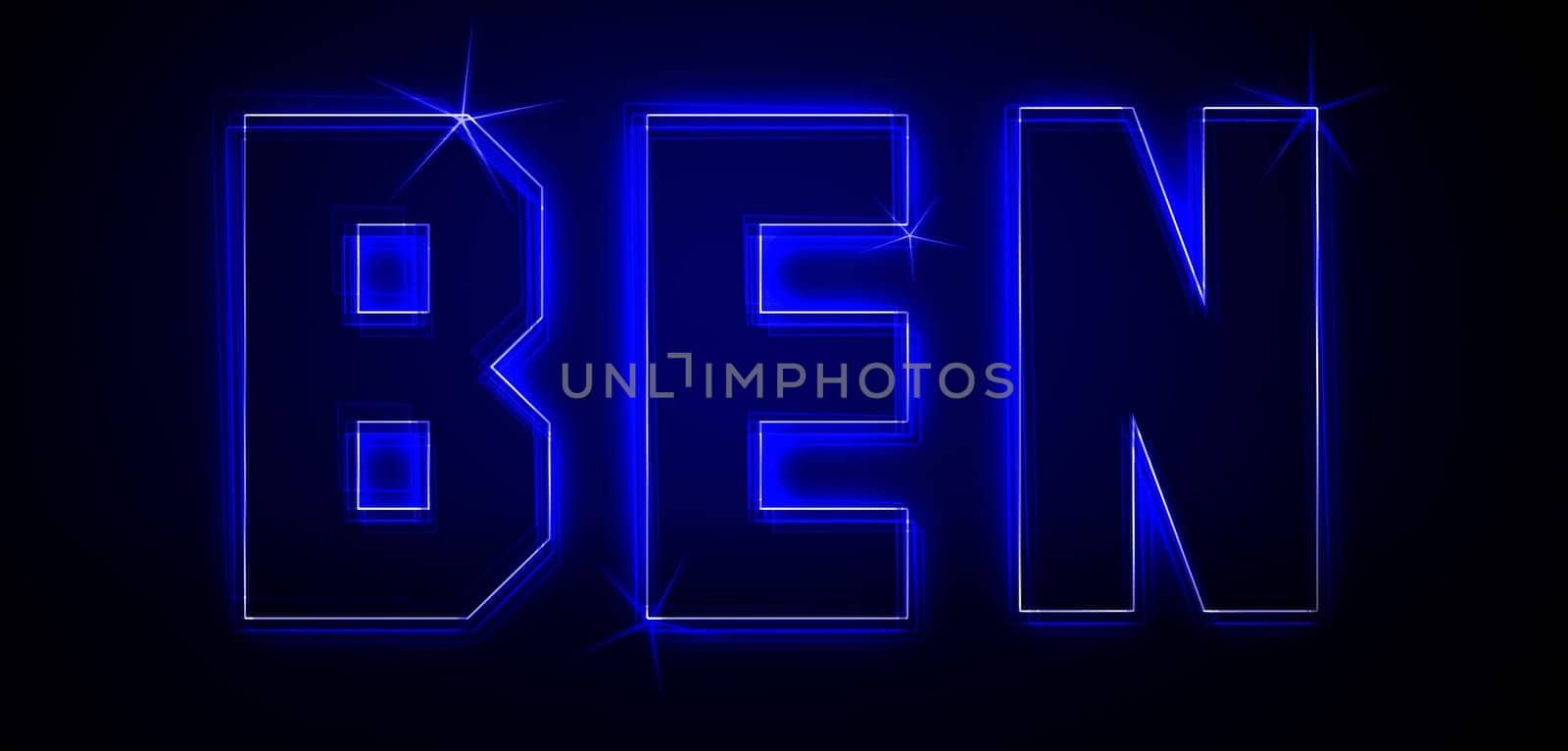 Ben as an illustration in neon light style