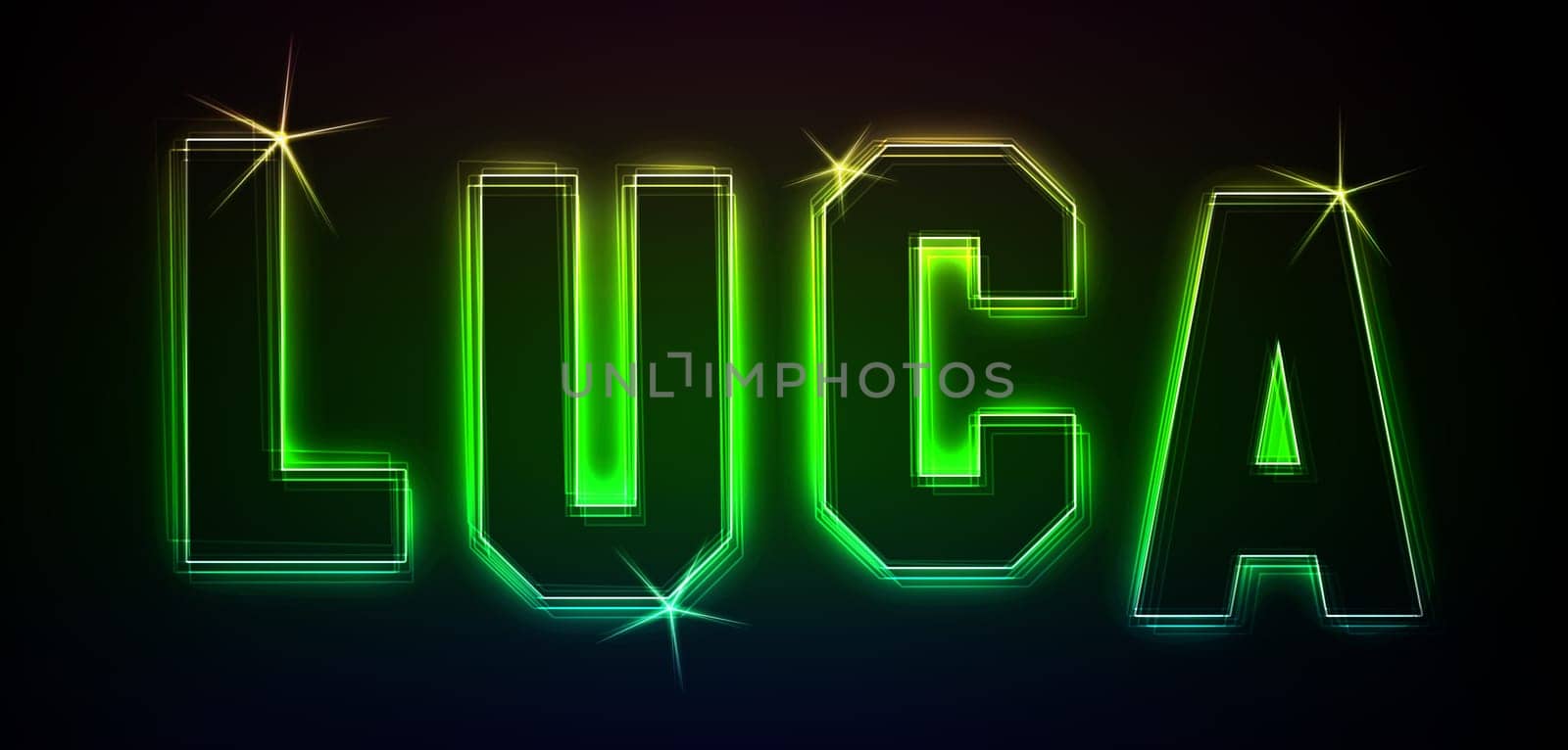 Luca as an illustration in neon light style