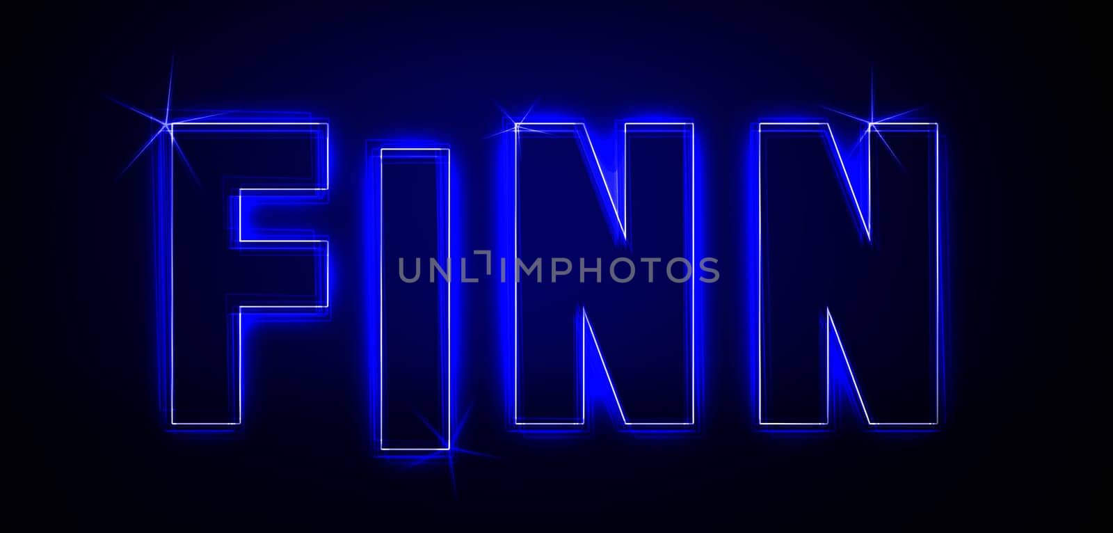 Finn as an illustration in neon light style