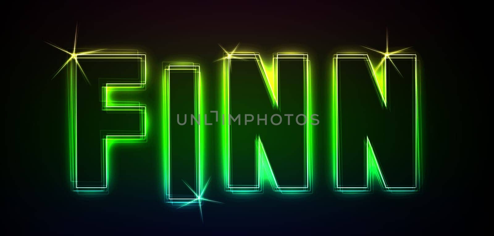 Finn as an illustration in neon light style