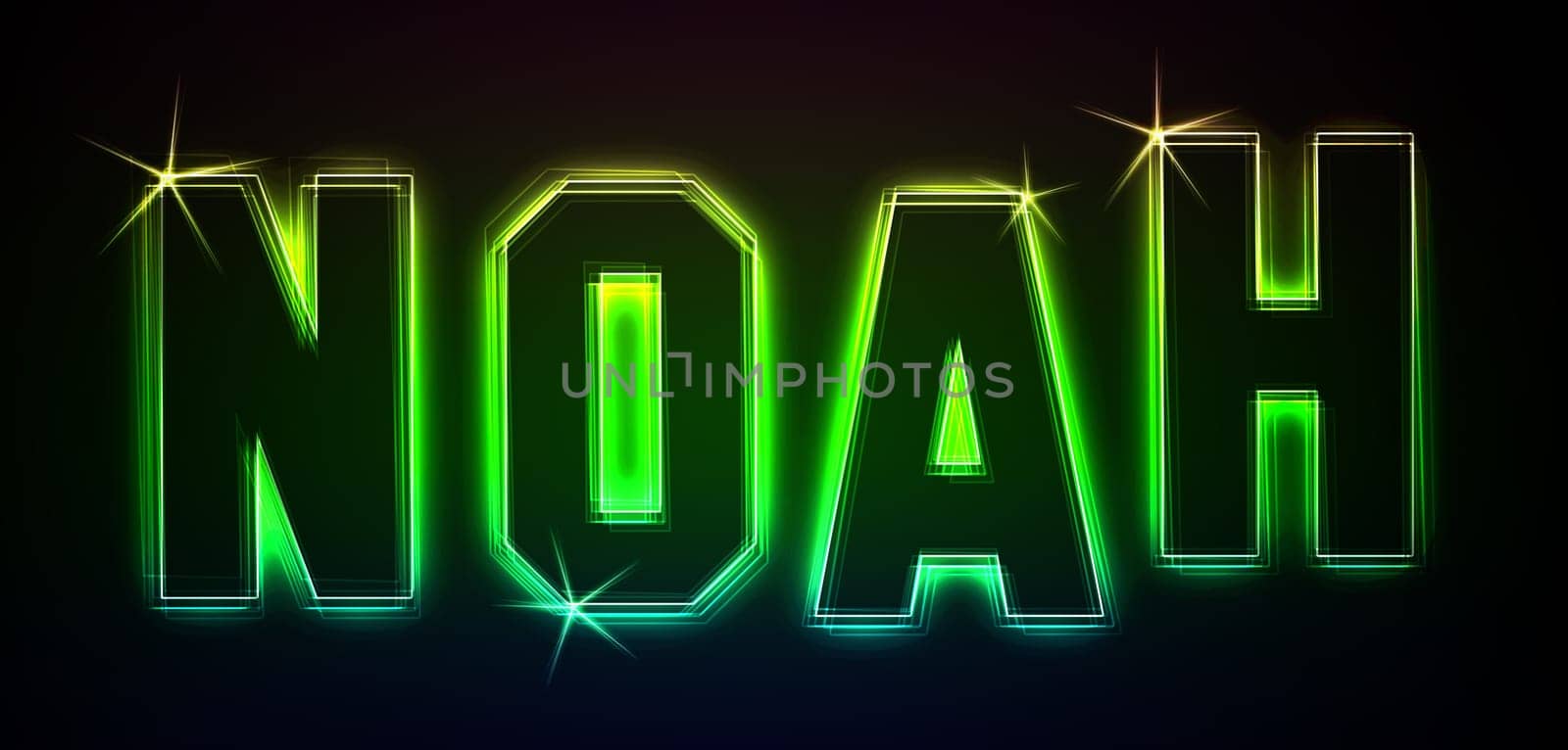 Noah as an illustration in neon light style