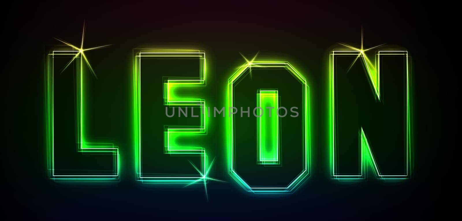 Leon as an illustration in neon light style