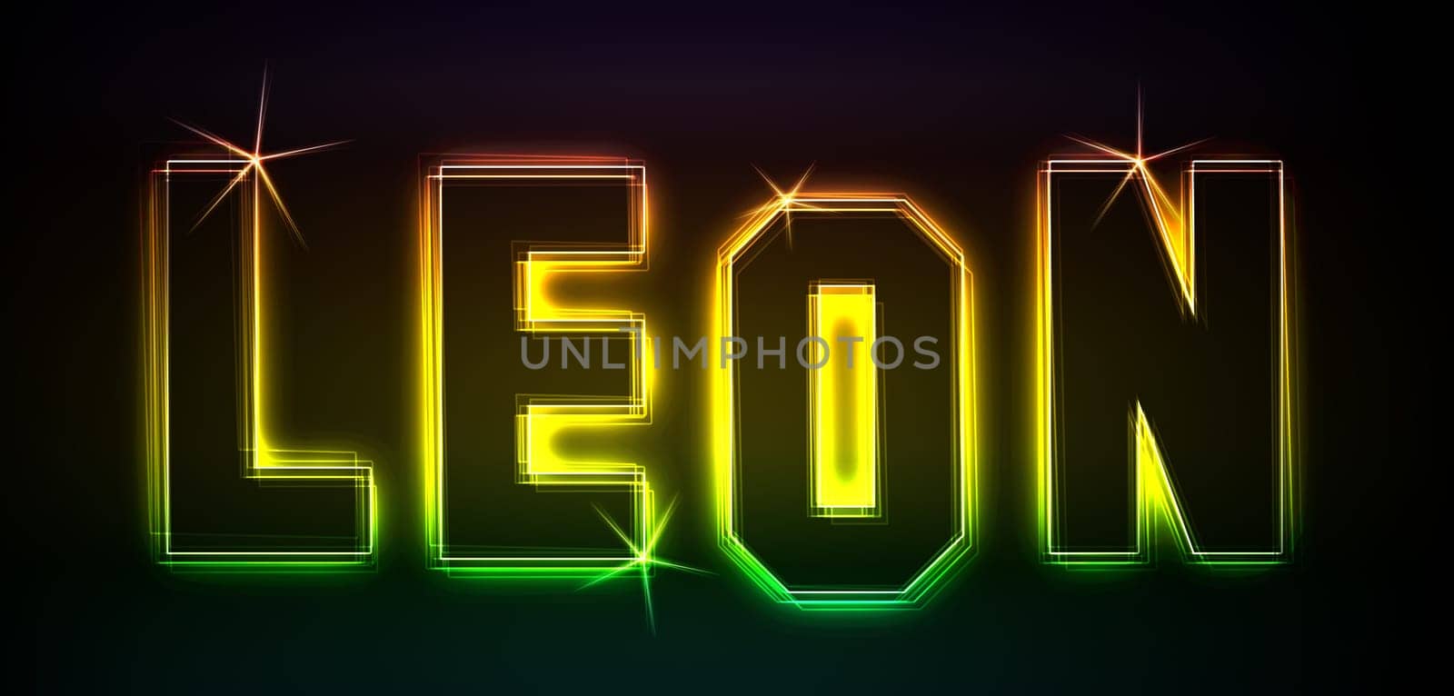 Leon as an illustration in neon light style