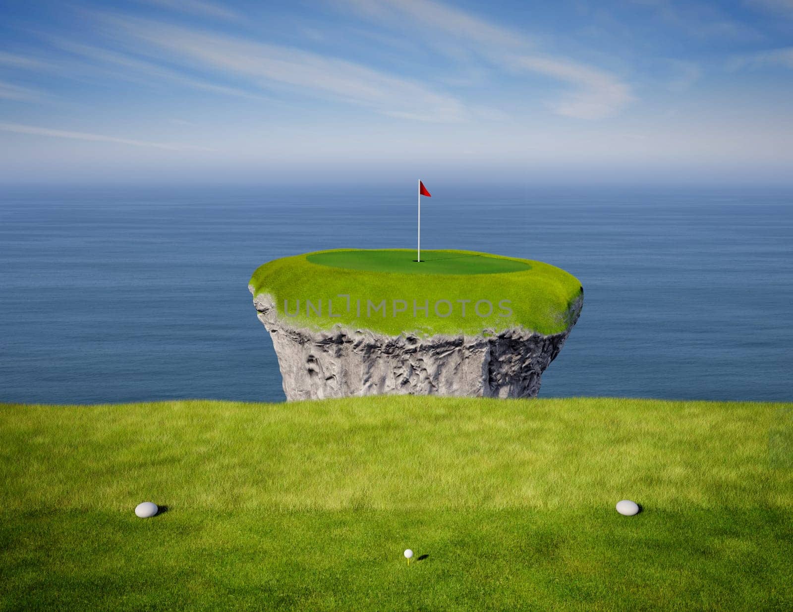 View of an impossible golf link viewed from the tee box.