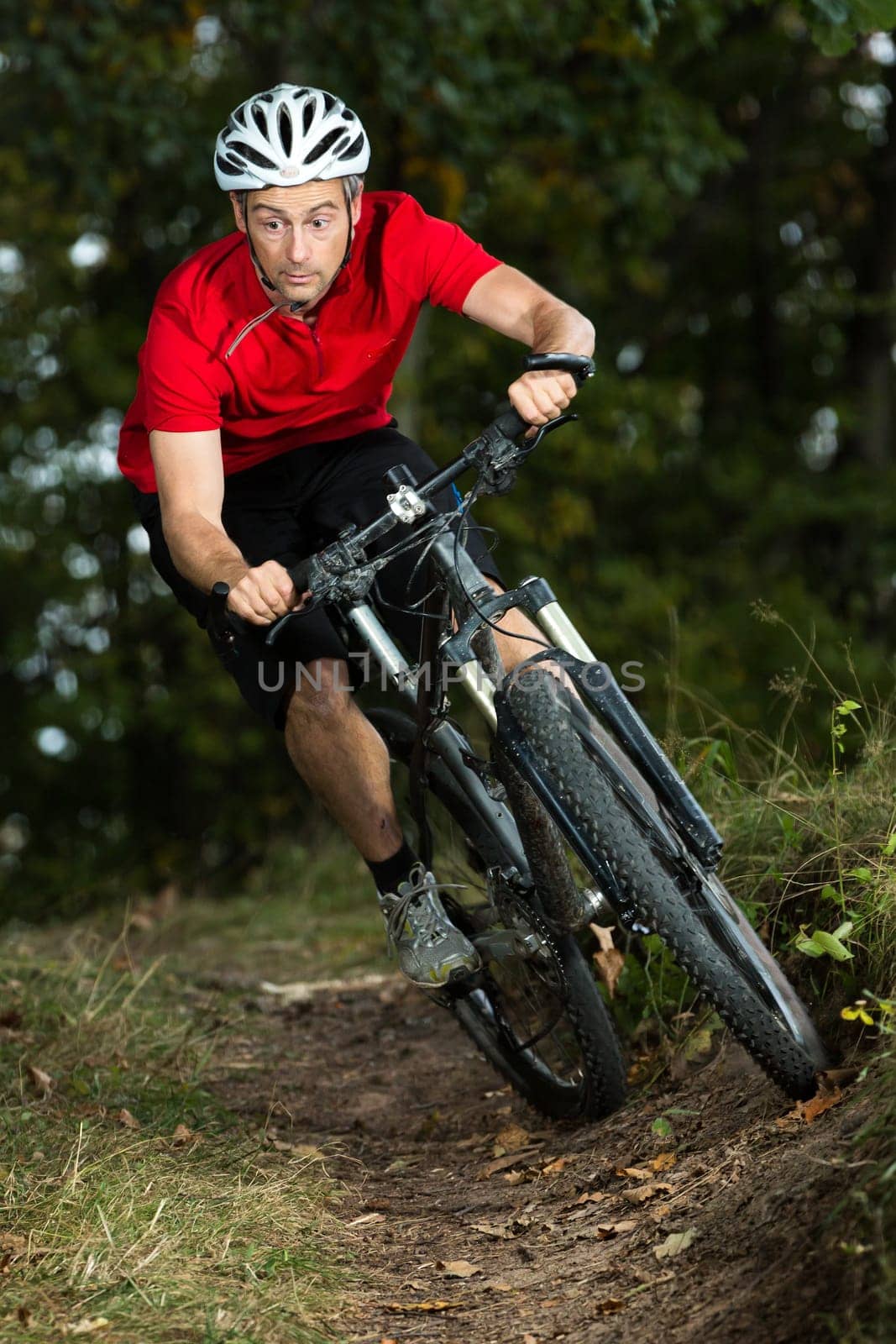 Cyclists on a mountain bike