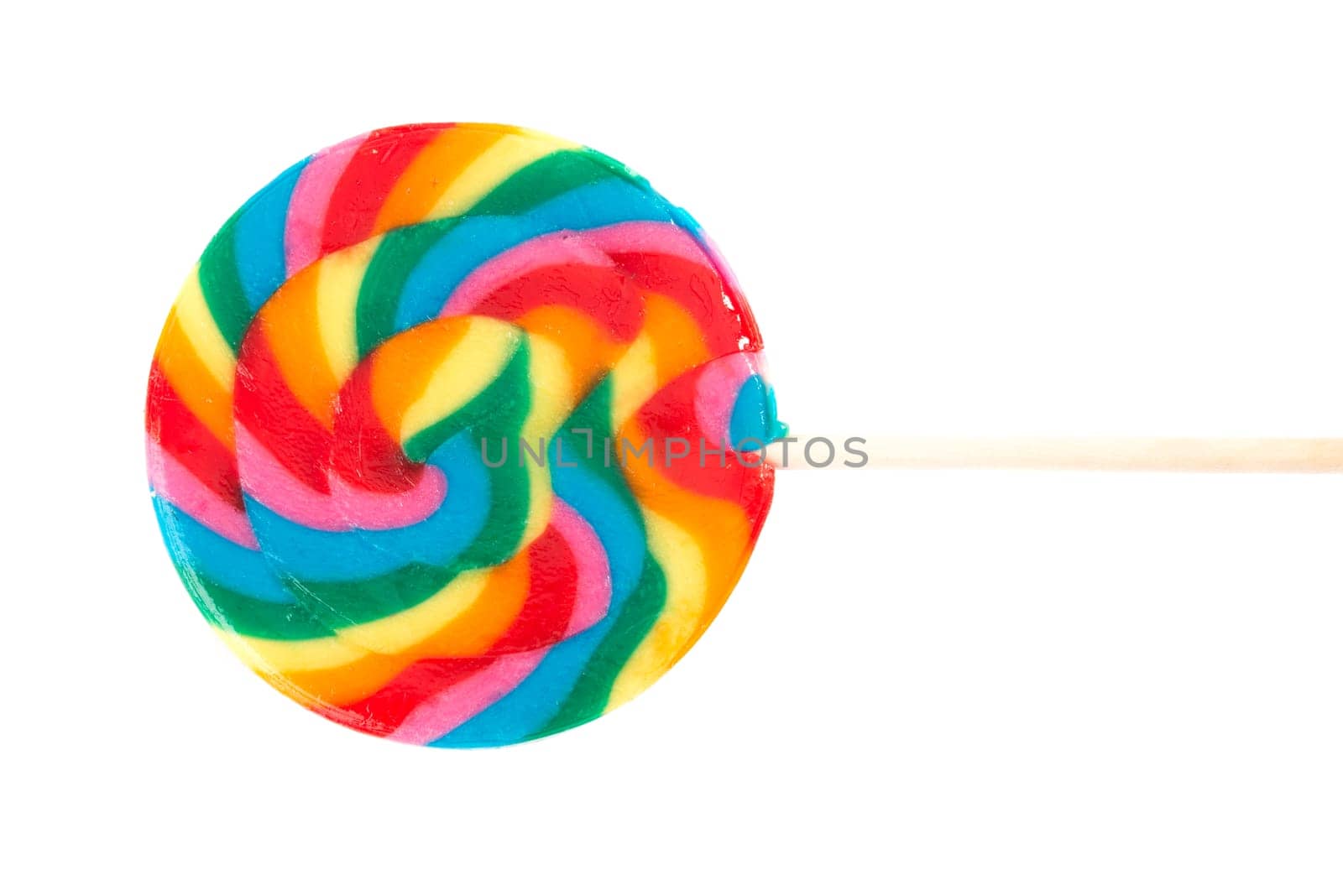 Colorful lollipop against white background