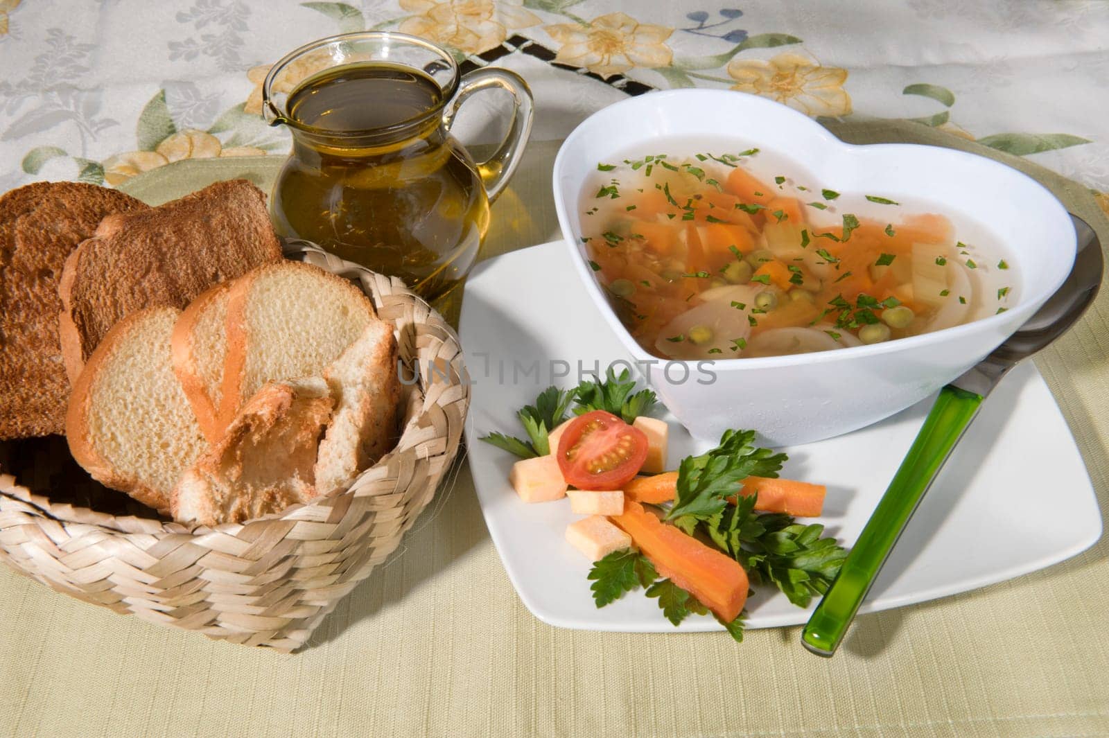 rustic soup with mixed vegetables and pumpkin