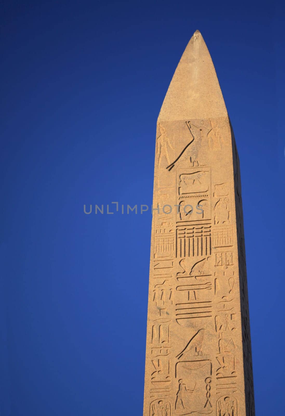 Top of the ancient stone obelisk in Egypt