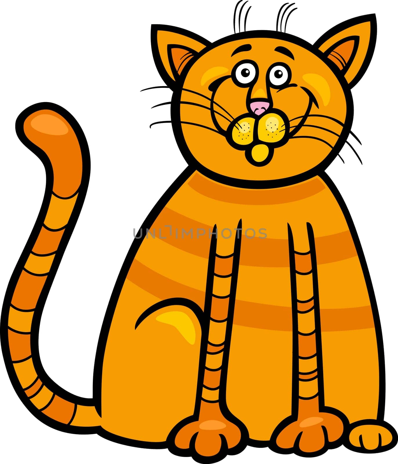 Cartoon Illustration of Happy Red Tabby Cat