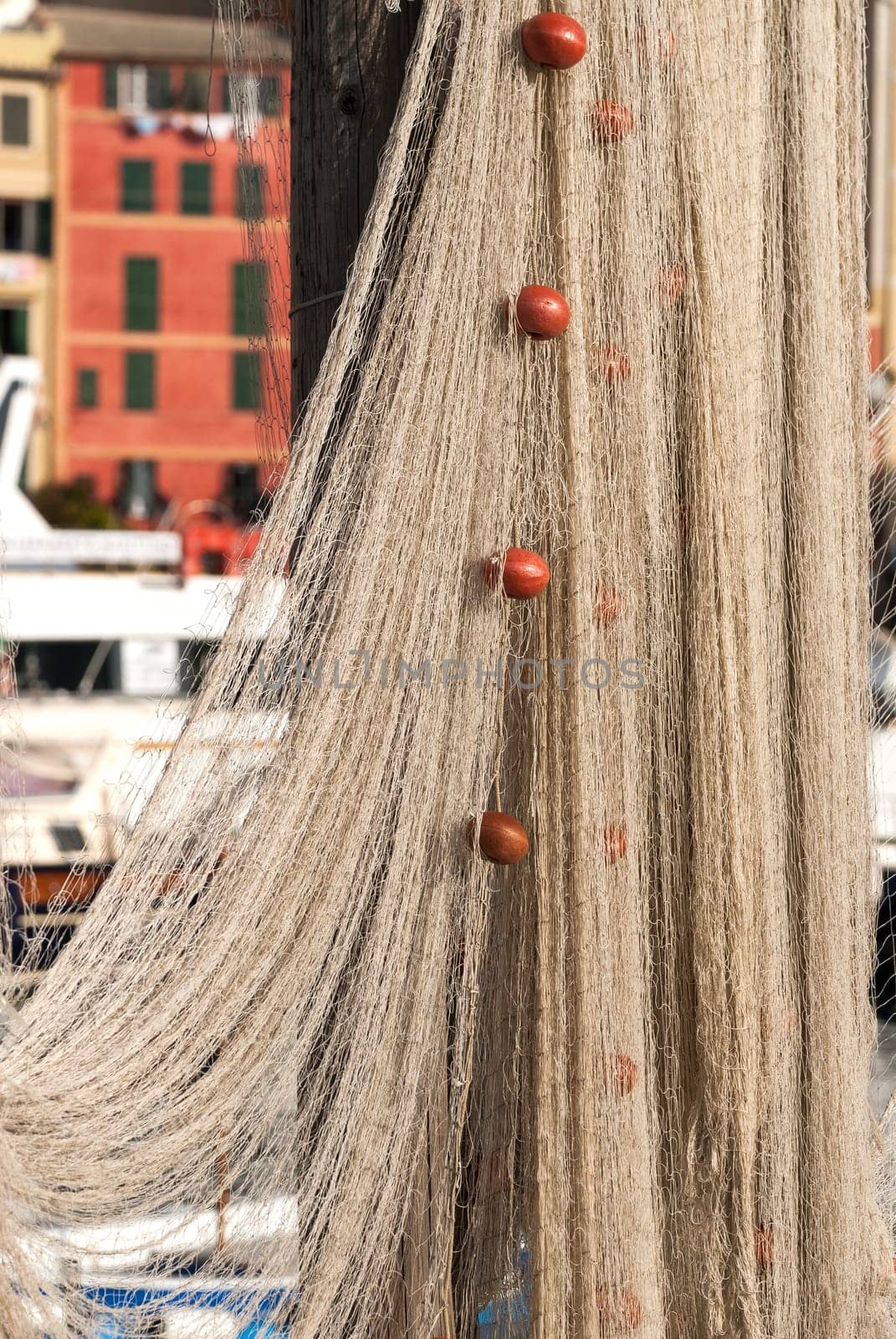 fishing net in the port of Camogli Genoa in Liguria