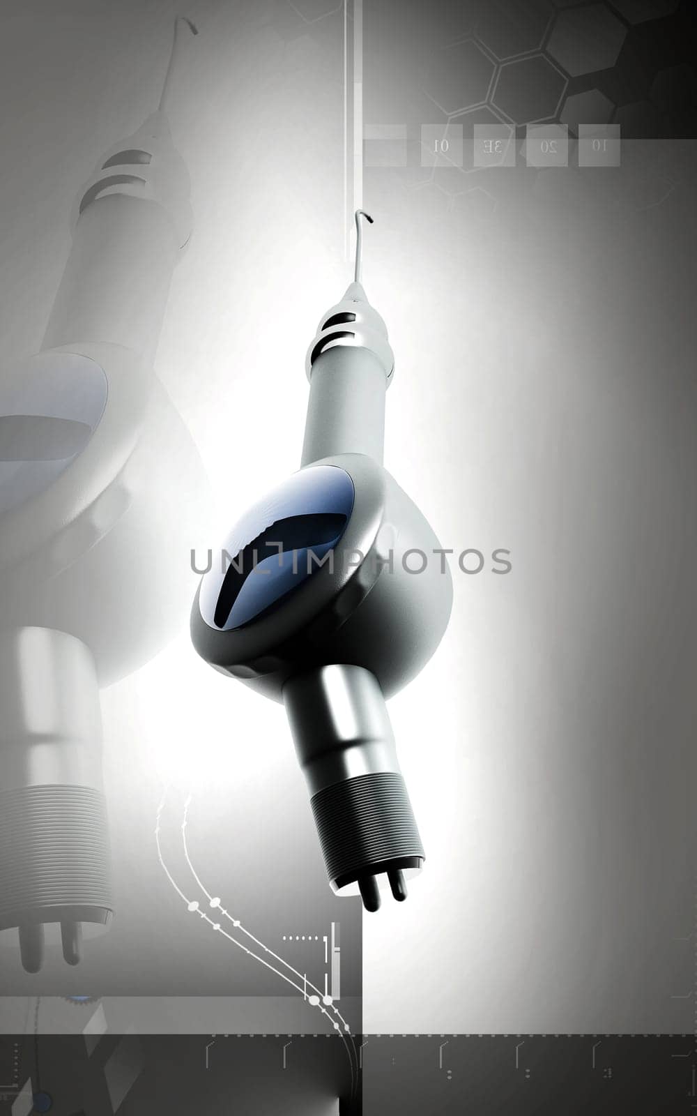 Digital illustration of Micro motor dental polisher in colour background