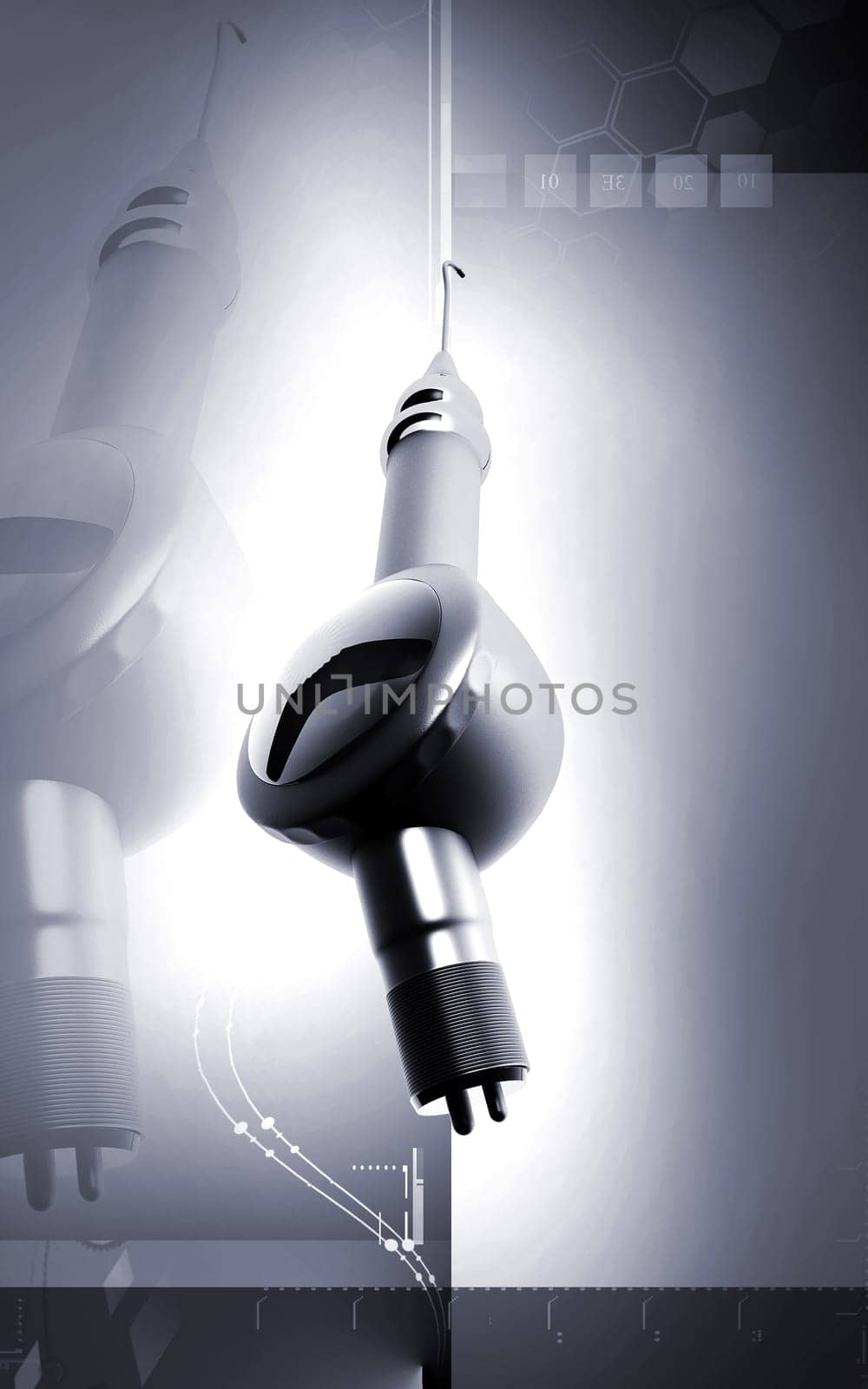Digital illustration of Micro motor dental polisher in colour background