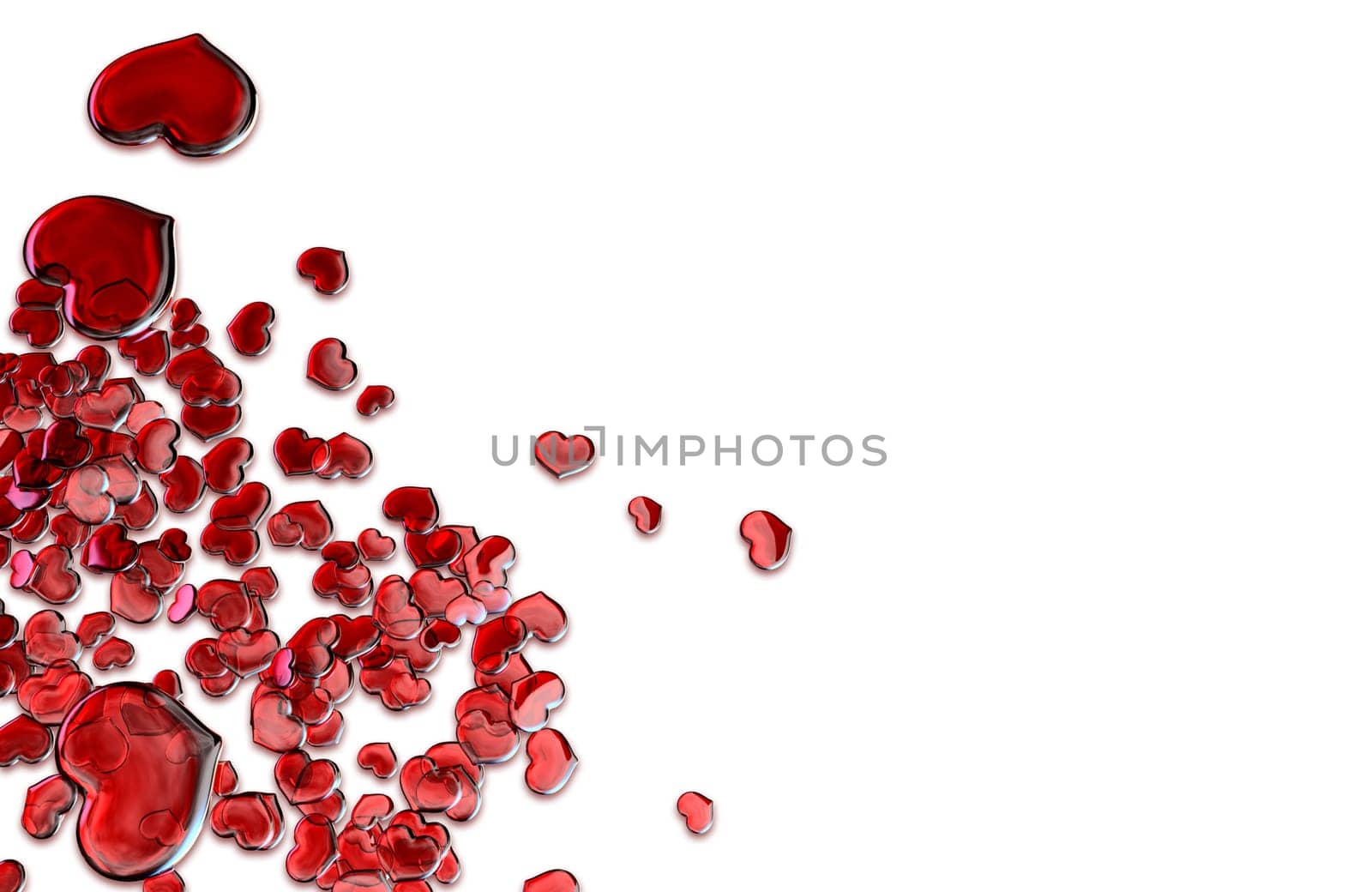 Set of red glass hearts as symbol of love as symbol of love