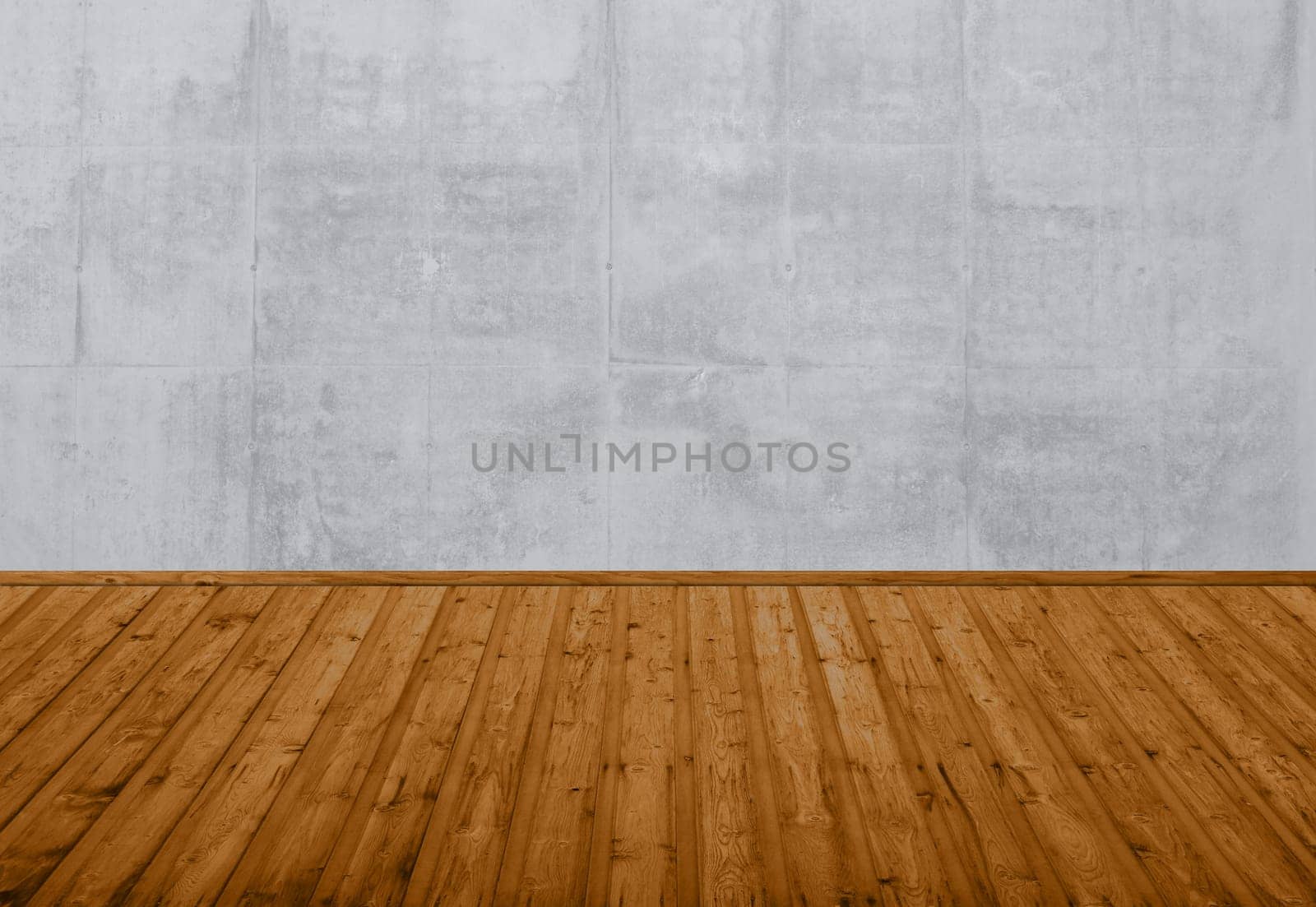 Empty room with concrete wall and wooden floor